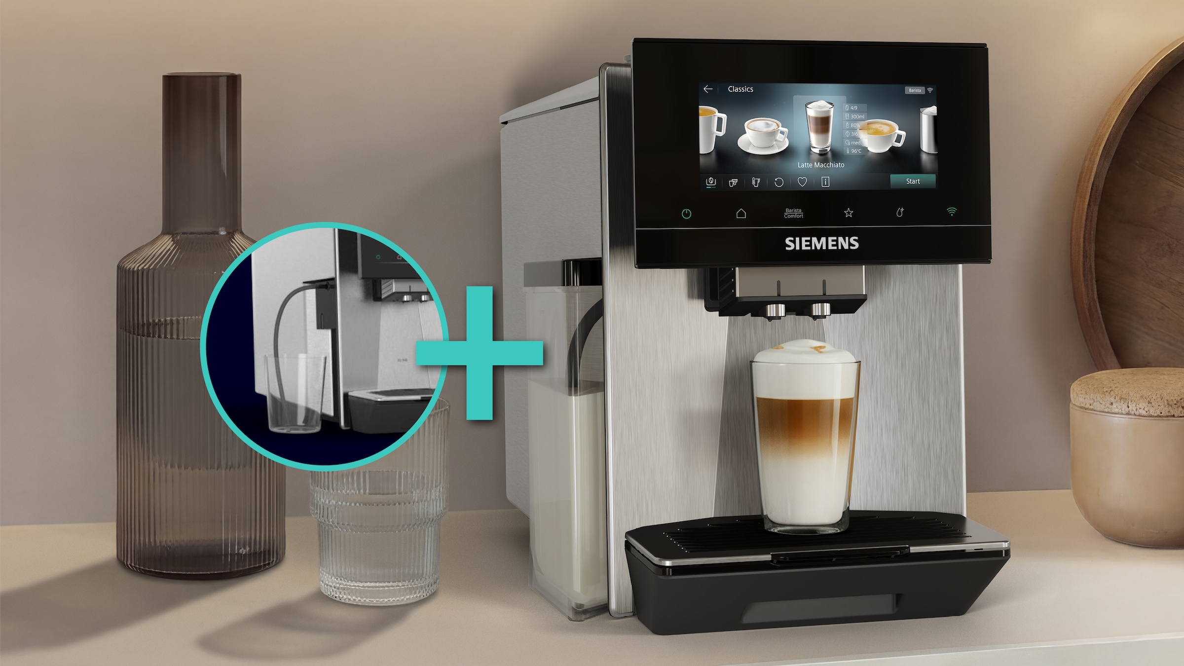 SIEMENS Kaffeevollautomat »TQ923E43« farbiges 6.8'' TFT-Display, individuelle Aromaeinstellung, Edelstahl