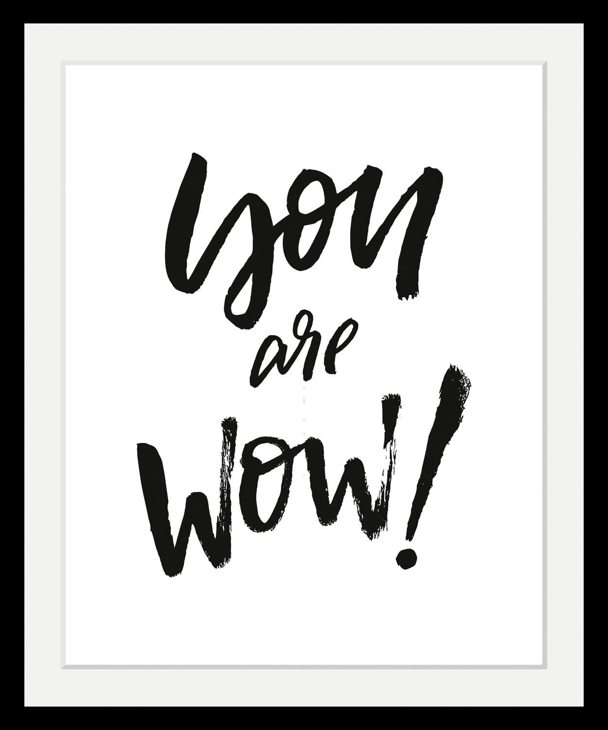 queence Bild "Spruch" Motivationsbilder Schriftzug Schwarz-Weiß HD Premium Poster-Druck inkl. Holzrahmen