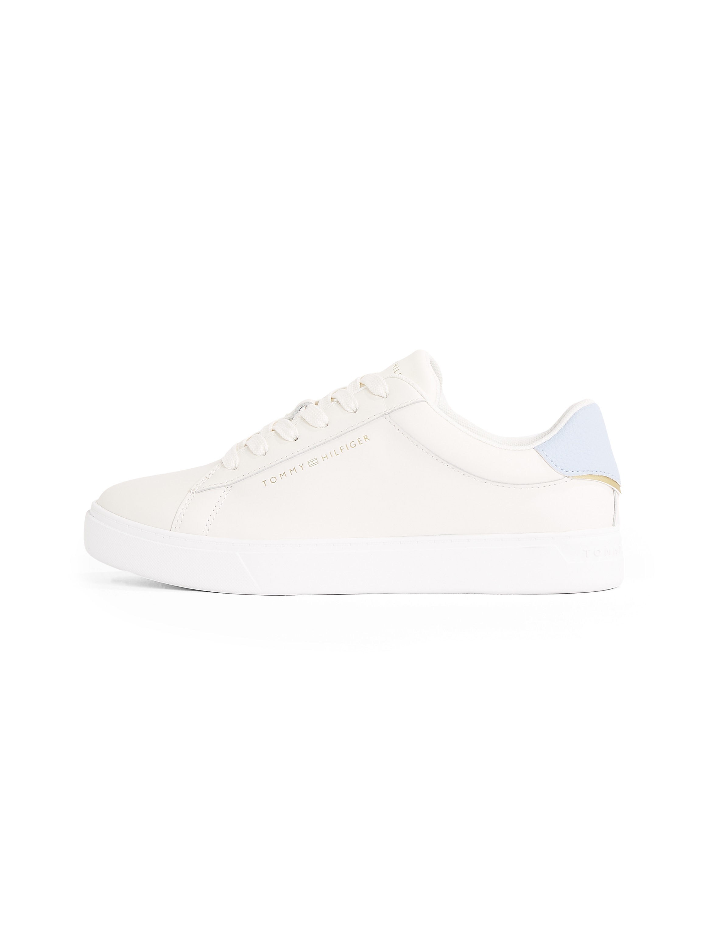 Plateausneaker TOMMY HILFIGER "ESSENTIAL COURT SNEAKER", Damen, Gr. 37, blau (weiß, hellblau), Leder, Lederimitat, Schuhe Plateausneaker, Freizeitschuh, Halbschuh, Schnürschuh mit Logoschriftzug 3