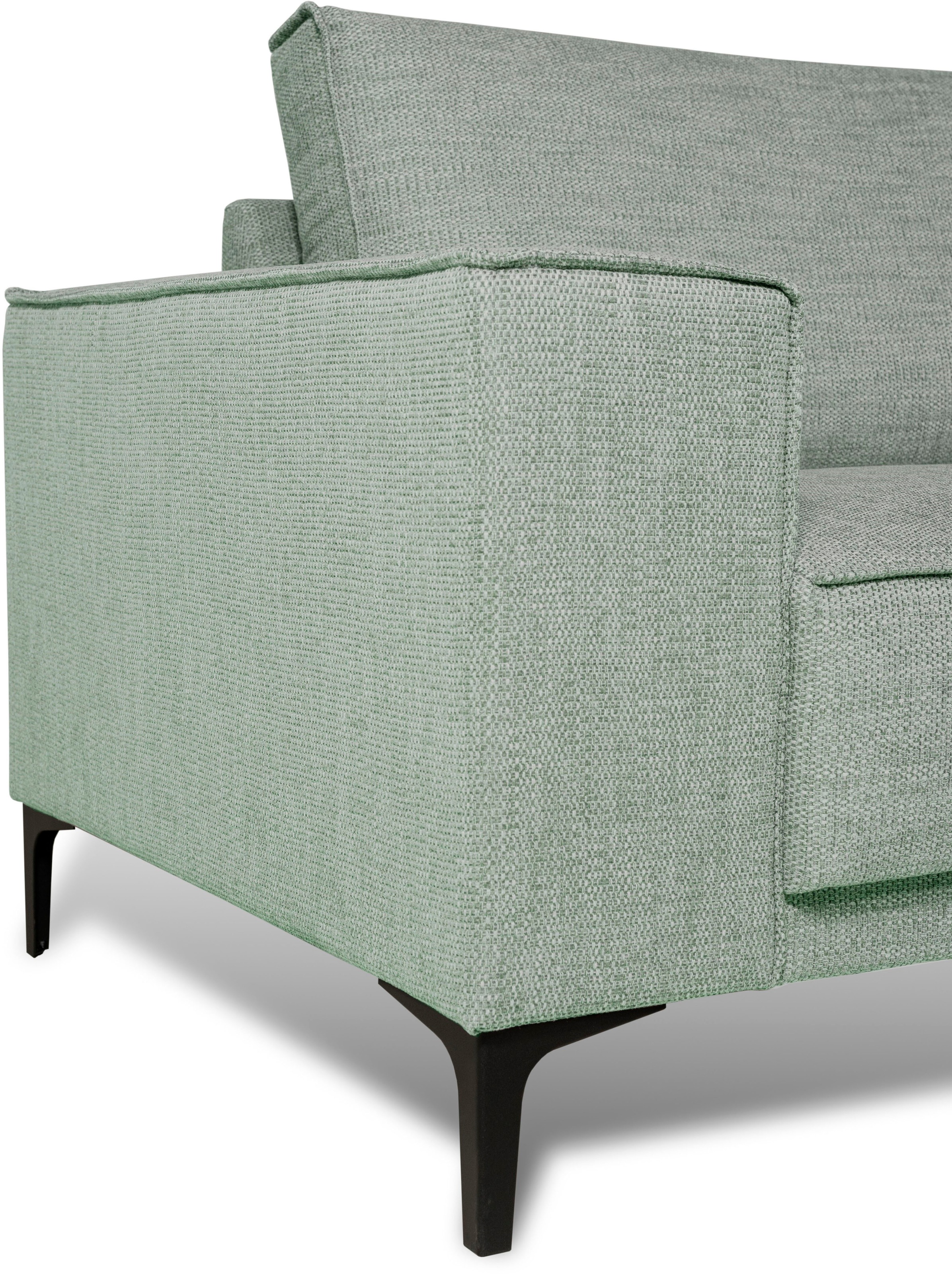 Places of Style Wohnlandschaft »XXL Sofa Oland, Struktur, Flachgewebe, Luxus-Microfaser, Boucle«, U-Form, 342 cm, Wellenunterfederung, Skandi-Design, Metallfüße
