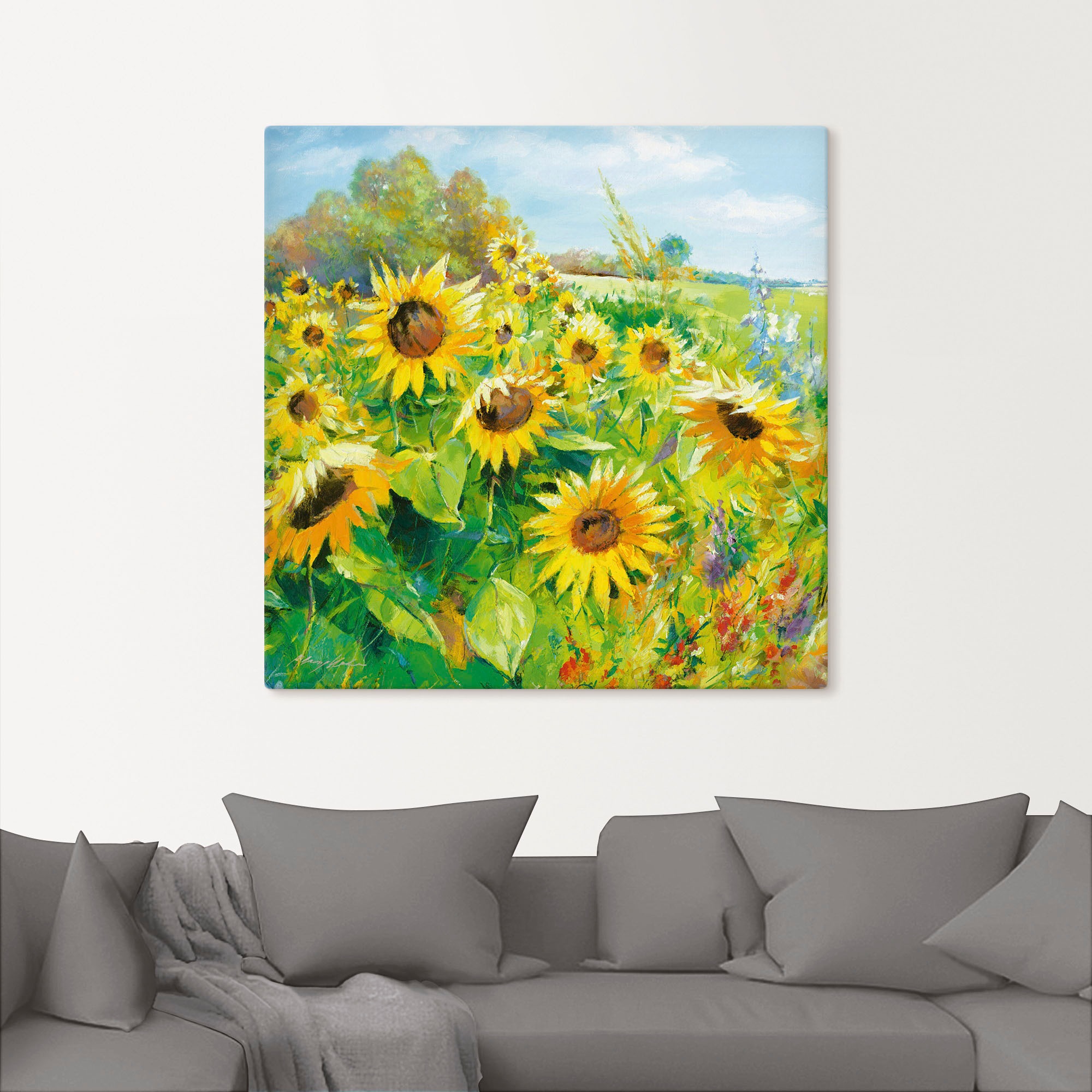 Artland Wandbild "Sommerwiese mit Sonnenblumen" Blumenwiese 1 Stk. tlg. als günstig online kaufen