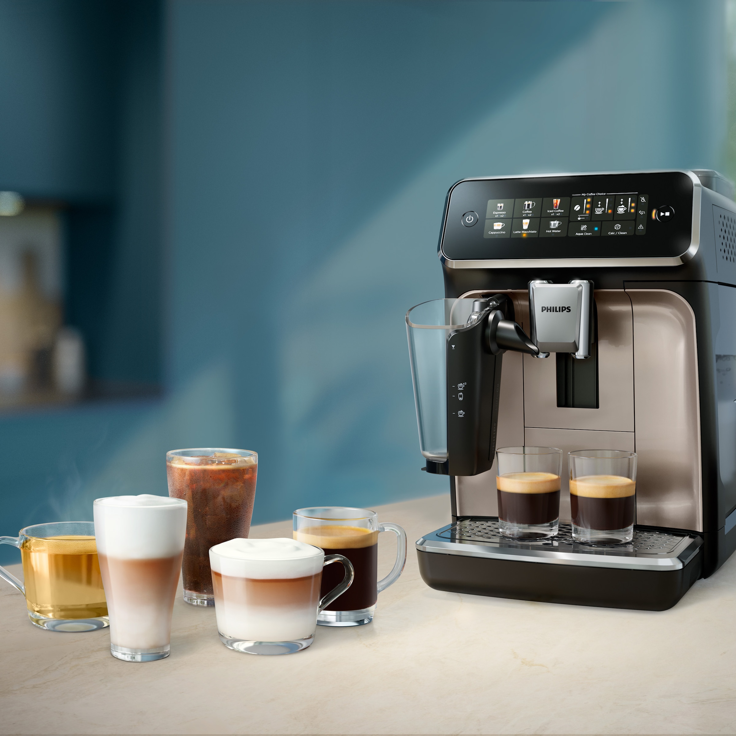 Philips Kaffeevollautomat »EP3347/90 3300 Series, 6 Getränke (heiß oder eisgekühlt),« 6 Kaffeespezialitäten, mit LatteGo-Milchsystem, Schwarz verchromt
