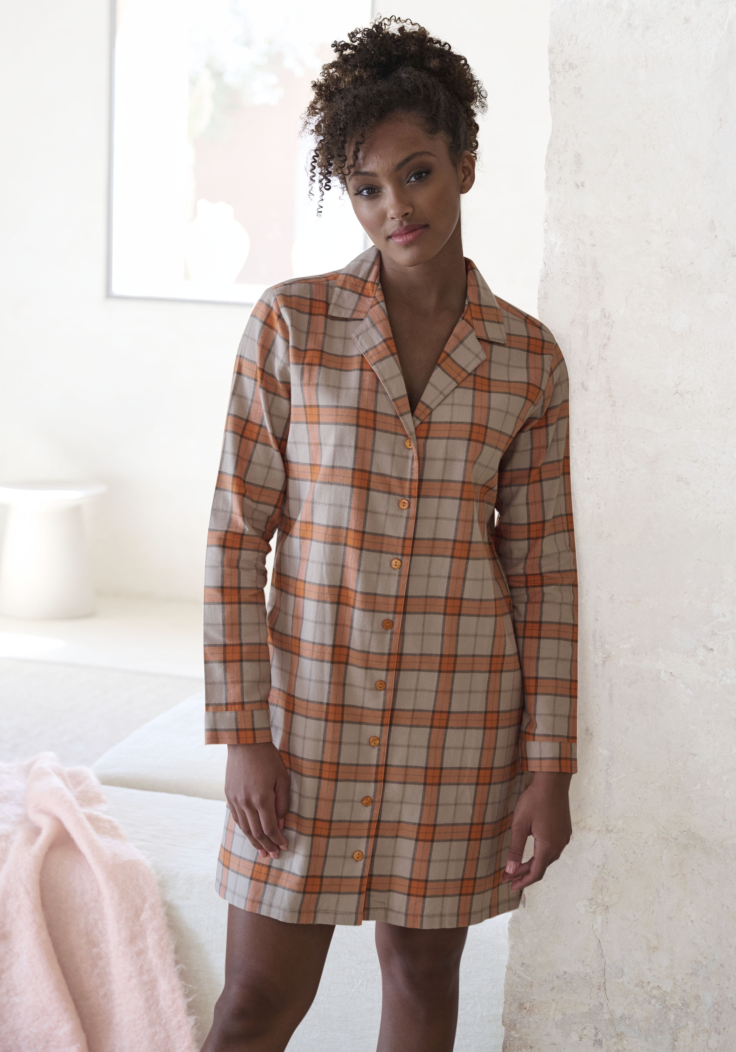 Vivance Dreams by Lascana Nachthemd Ohne Taschen aus kuschelig weichem Flanell