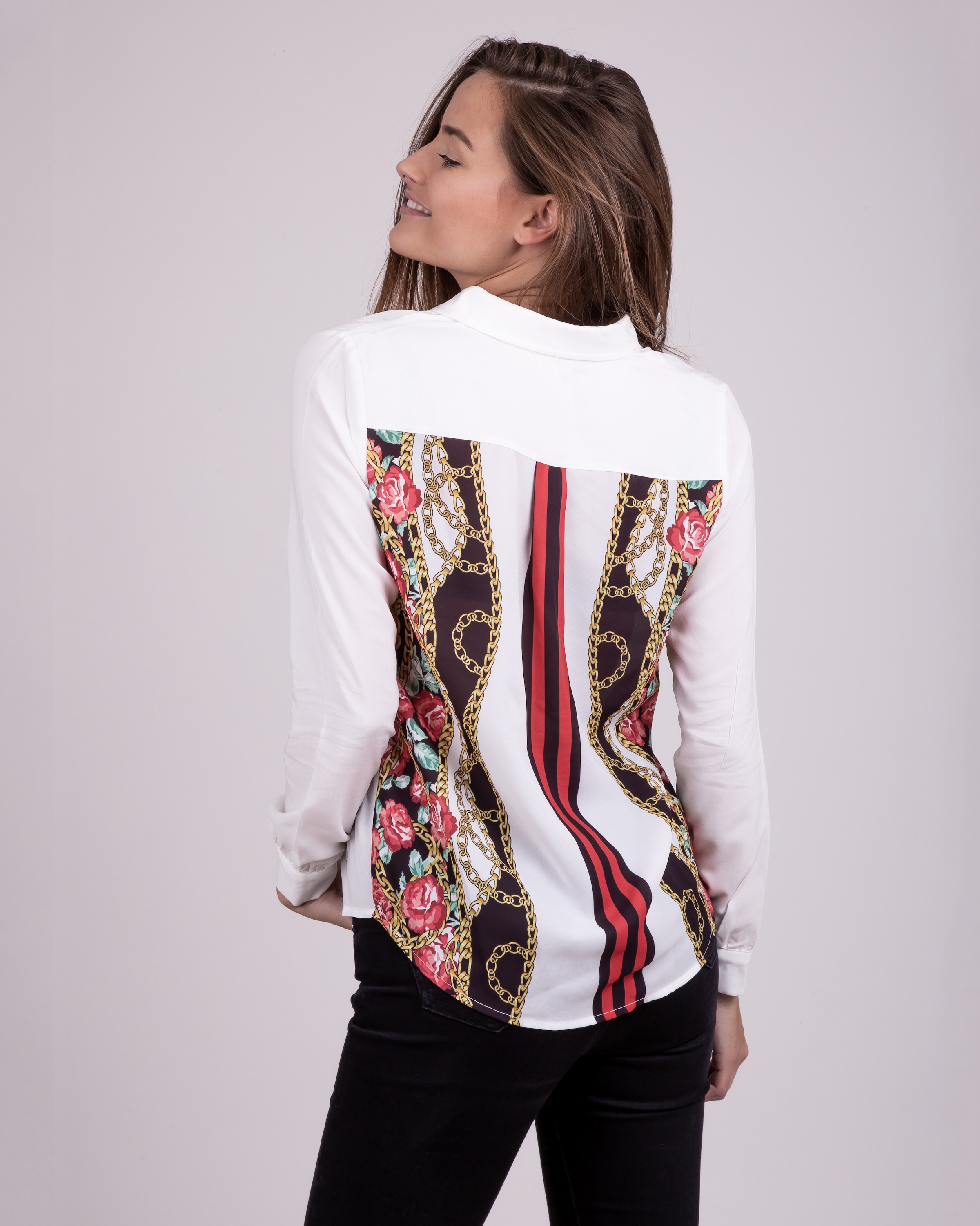 Key Largo Klassische Bluse, mit Blüten-Print auf der Rückseite