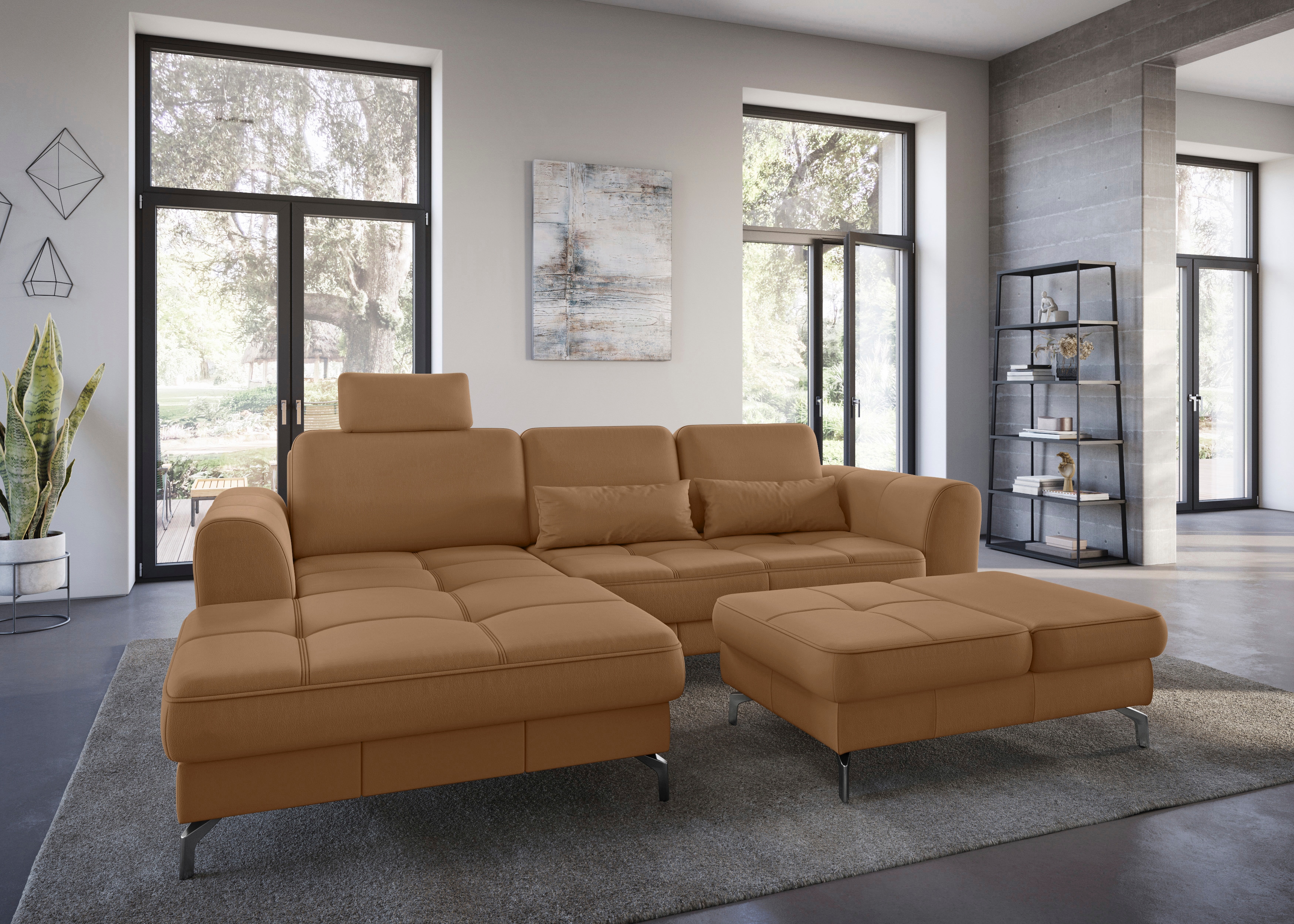 sit&more Ecksofa "Bendigo L-Form" inklusive Sitztiefenverstellung, Bodenfreiheit 12 cm, in 2 Fußfarben