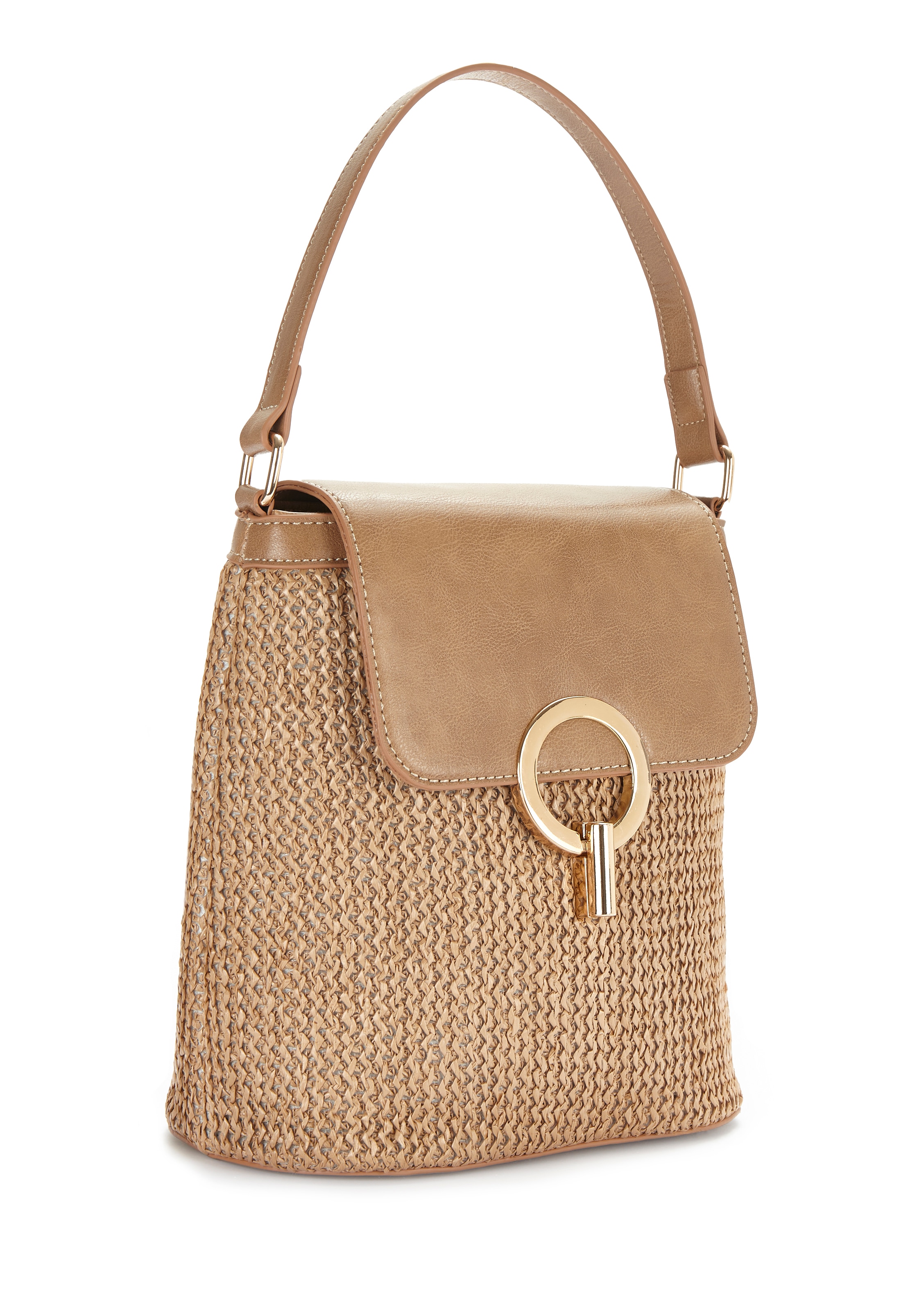 LASCANA Umhängetasche "Schultertasche, Strandtasche, Tragetasche, Korbtasche, Crossbody Bag" Handtasche Damen zum Umhängen in modischer Bast-Optik VEGAN