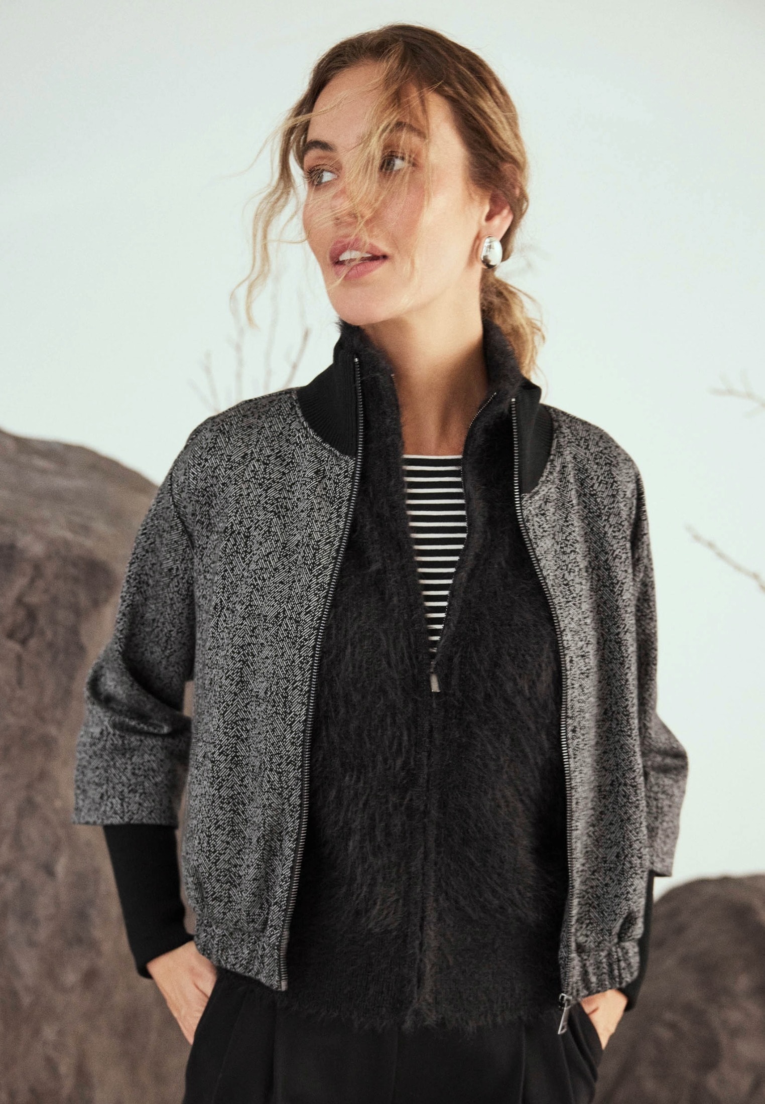 Zero Strickjacke »zero Damen Strickweste mit Reißverschluss«, Plain/ohne Details