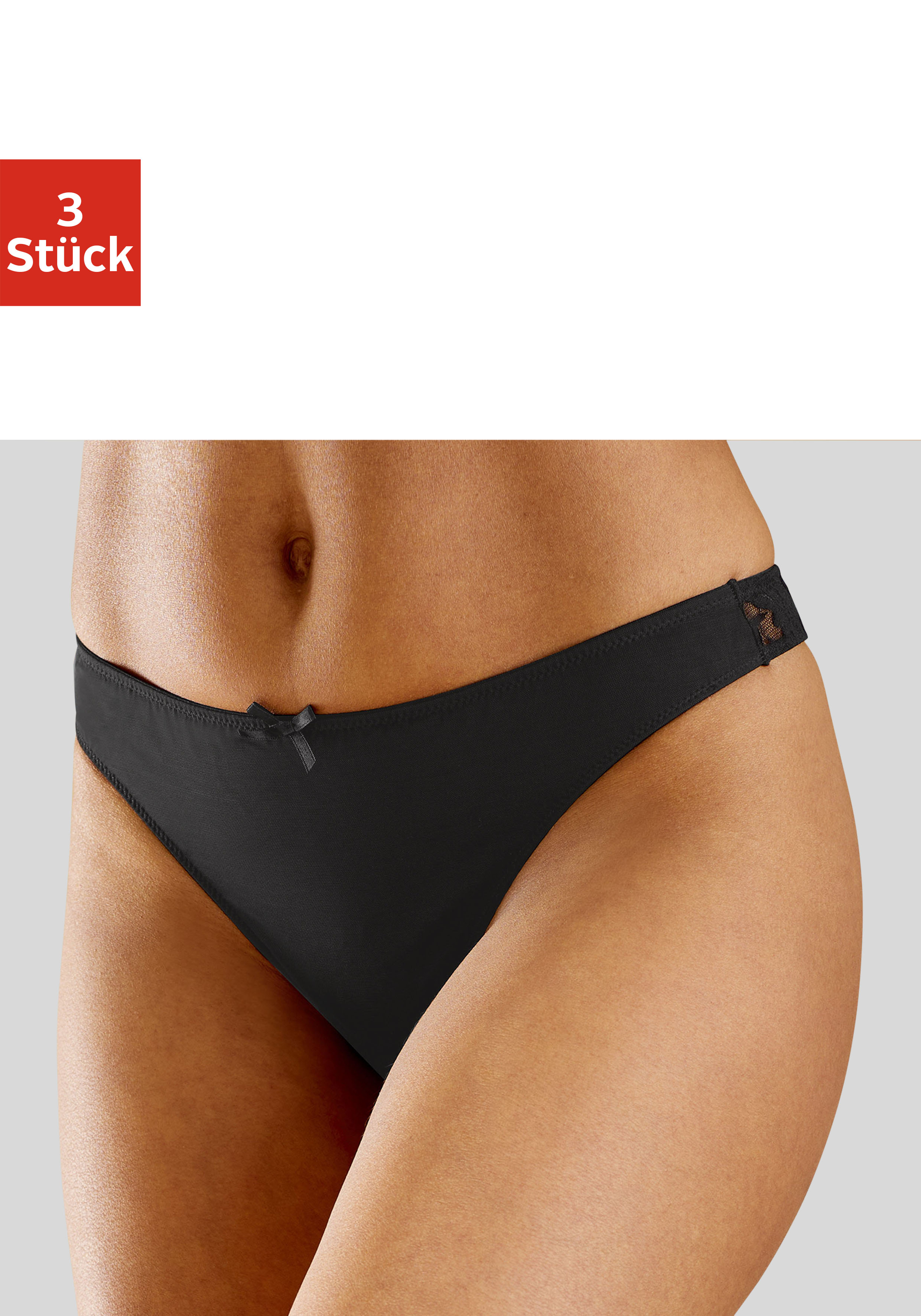 petite fleur by Lascana String Packung, 3 Stück, mit Spitze hinten