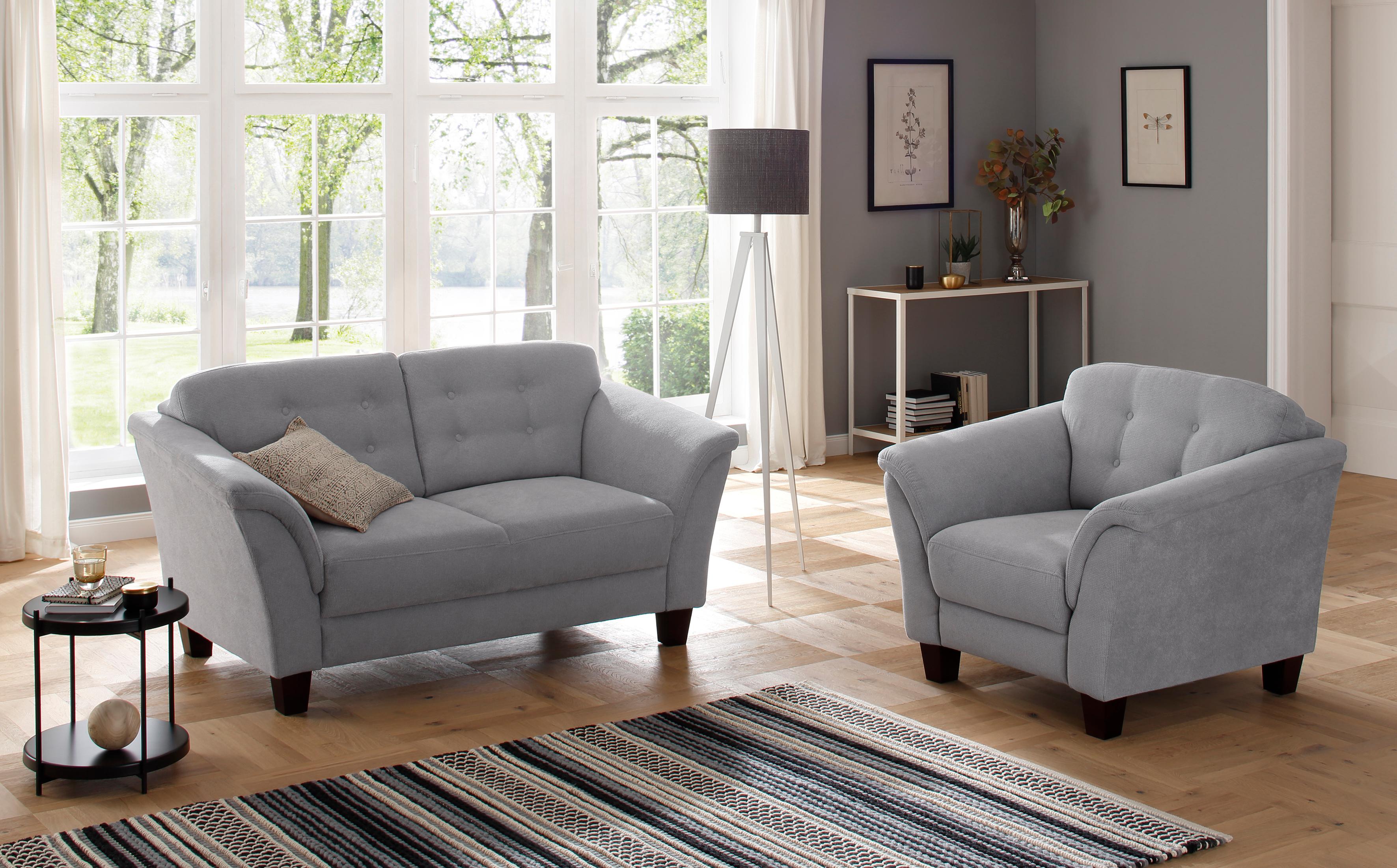 OTTO home Sessel "Trondheim" mit Federkern, Knopfheftung im Rücken, Füße Buche
