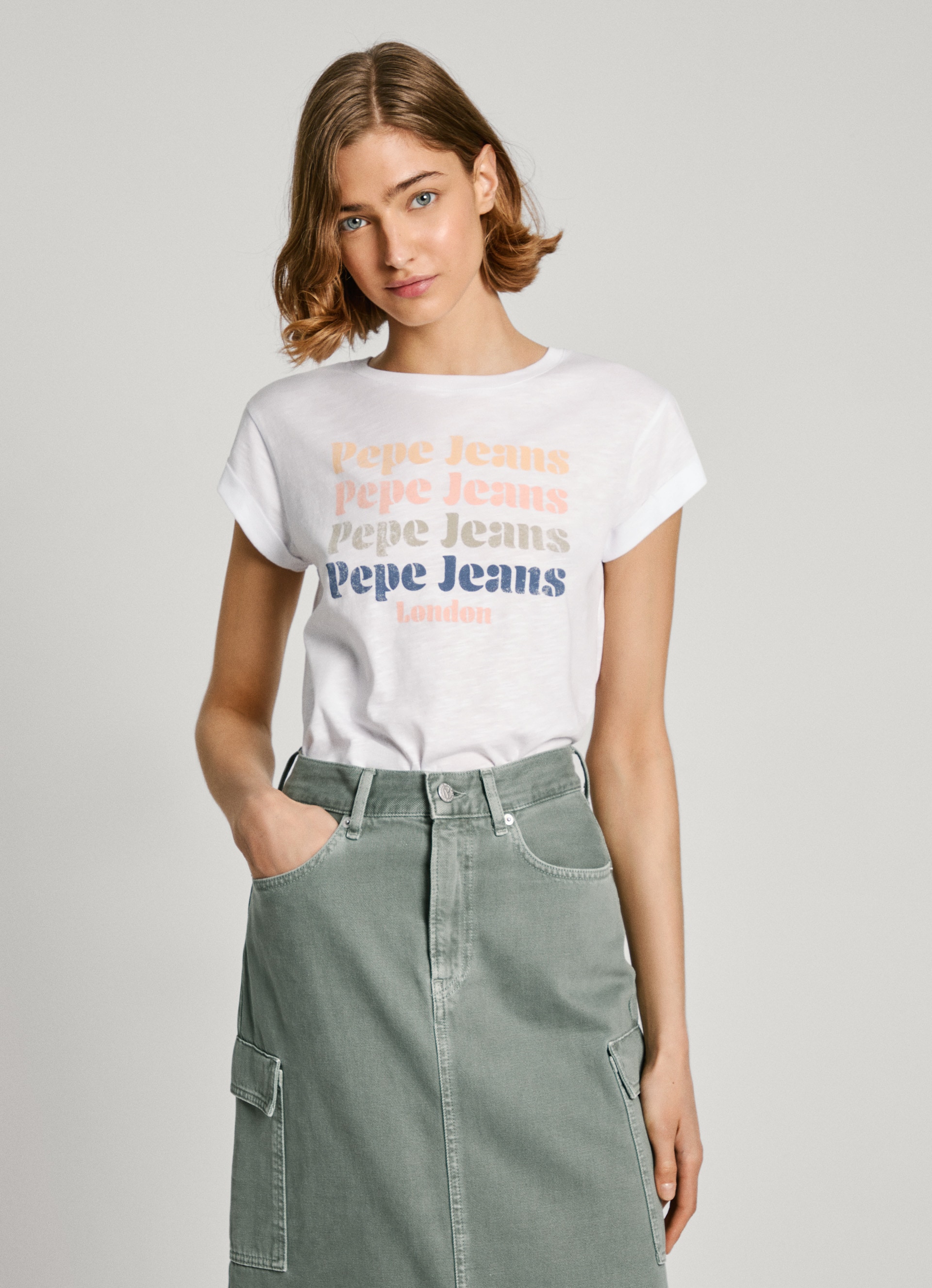 Pepe Jeans T-Shirt "EILEEN", aus strukturierter Baumwollqualiät günstig online kaufen