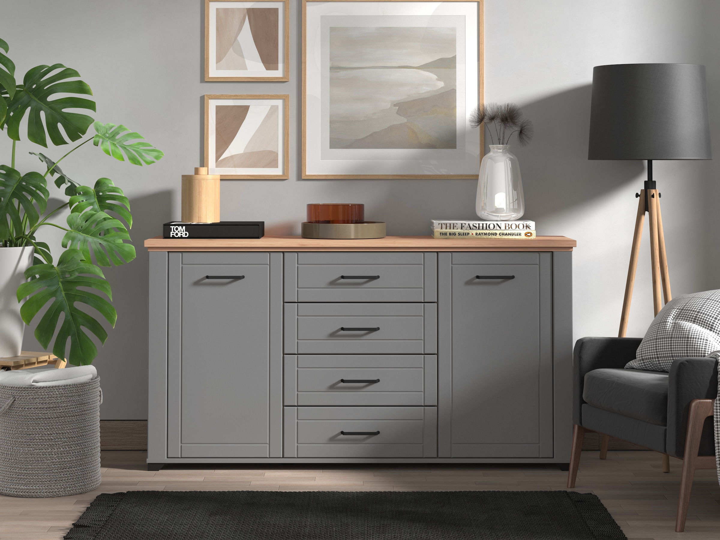 Home affaire Kommode "Valencia Sideboard, B/T/H 161/41/85,5 cm" günstig online kaufen