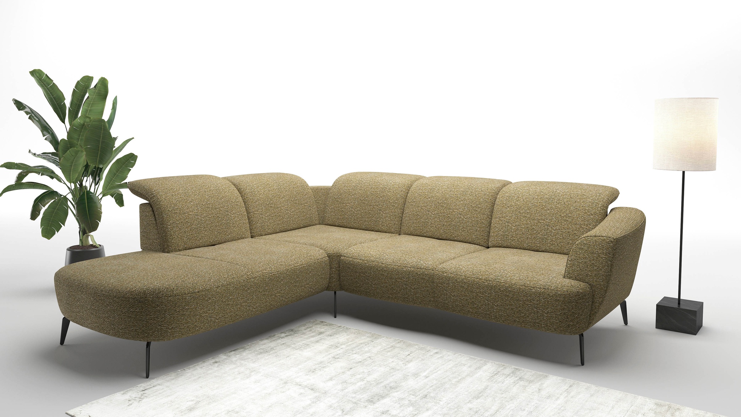 Ecksofa SIT & MORE "Zoe", grün (olive), B:300cm H:87cm T:267cm, 100% Polyester, Sofas, Ecksofa, ink.Sitztiefenverstellung, wahlweise mit Kopfteilverstellung