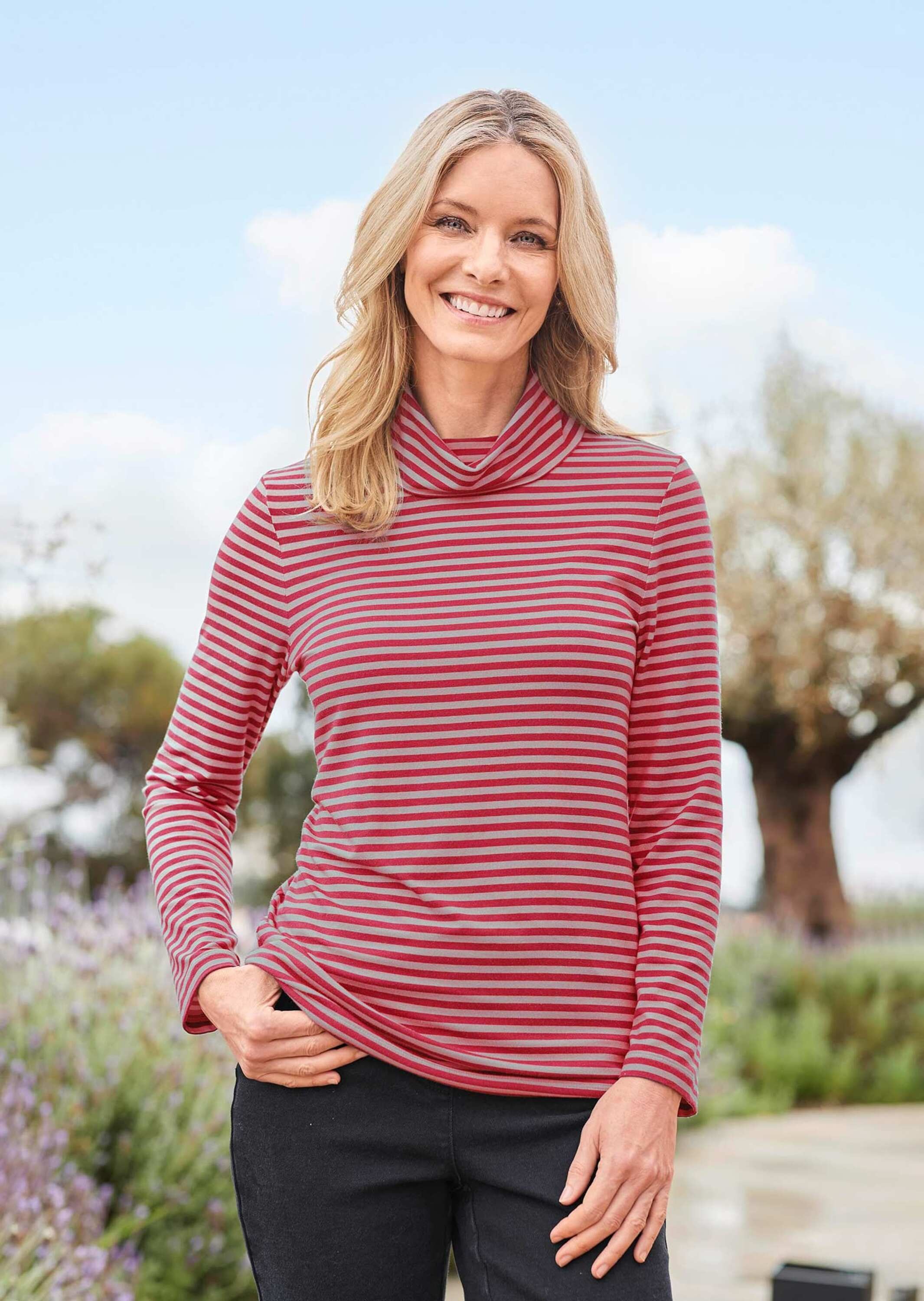 GOLDNER Longpullover »Kurzgröße Ringelshirt mit Rollkragen« Mit Modal für gute Feuchtigkeitsregulation