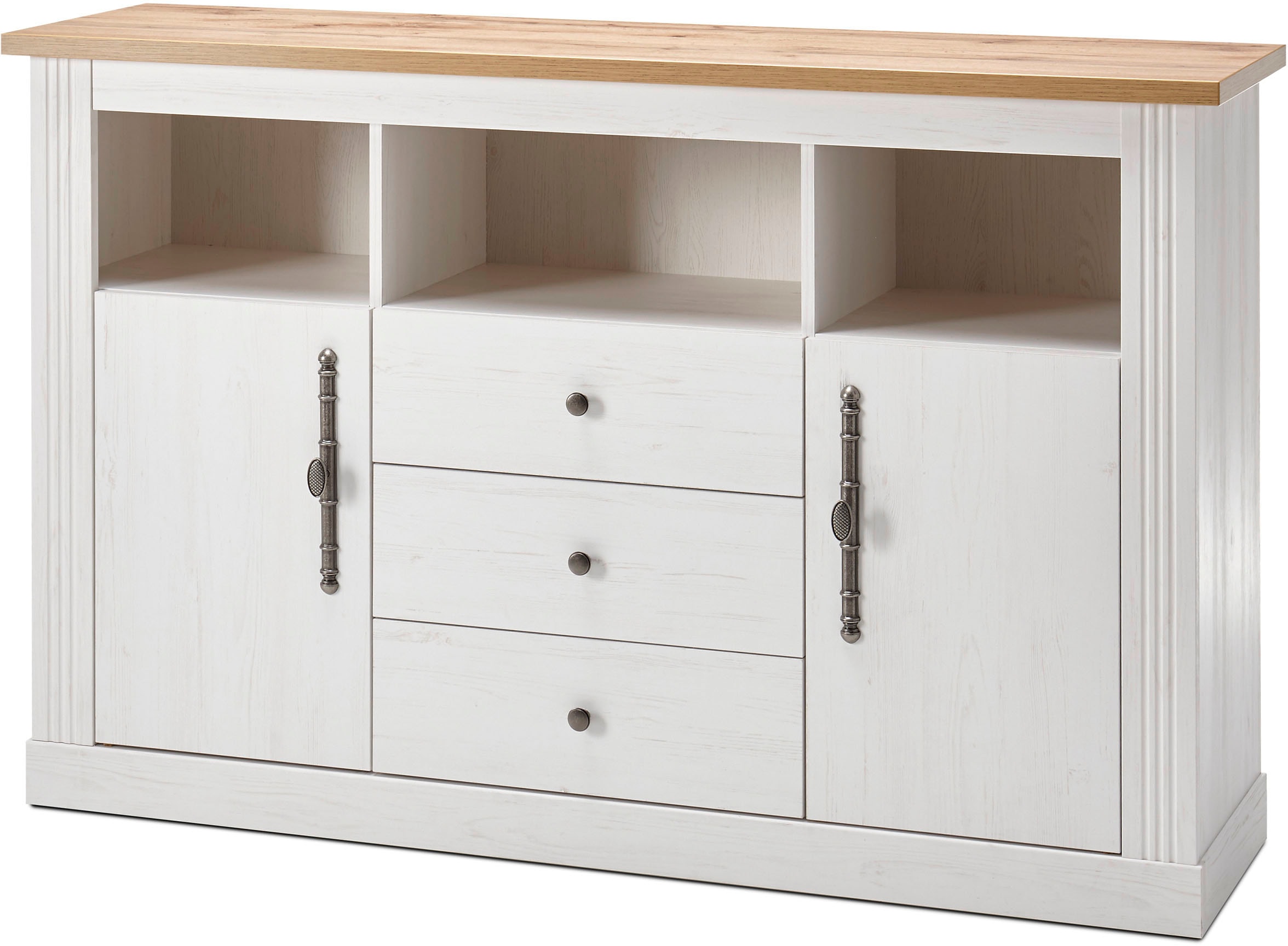 OTTO home Sideboard "Westminster, Kommode im Landhausstil, Schrank, Stauraumelement" Metallgriffe, ausreichend Stauraum, in 2 Farben erhältlich