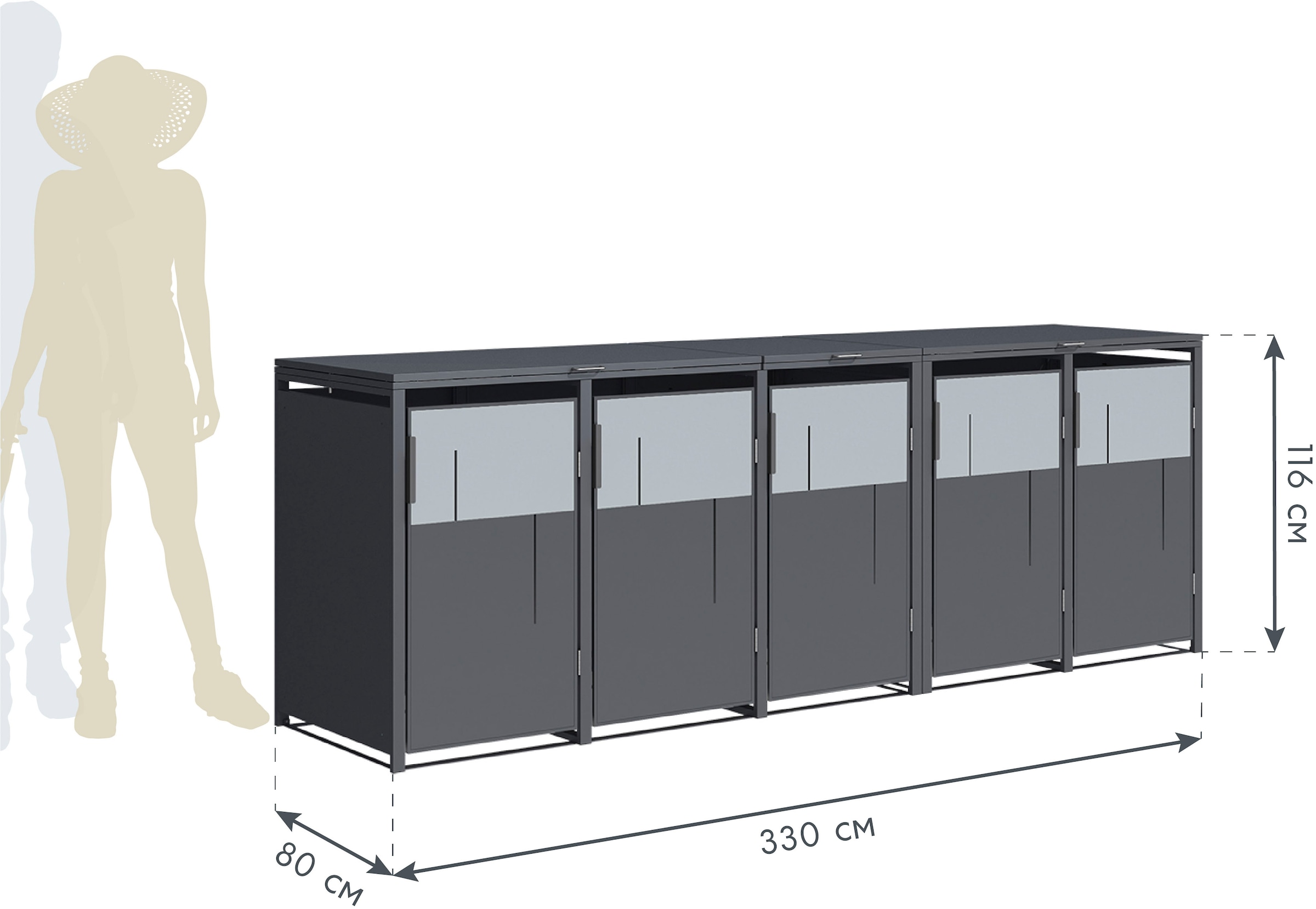 WESTMANN Mülltonnenbox »Tonus 5« BxTxH: 330x80x116 cm, für 5x240 L Mülltonnen