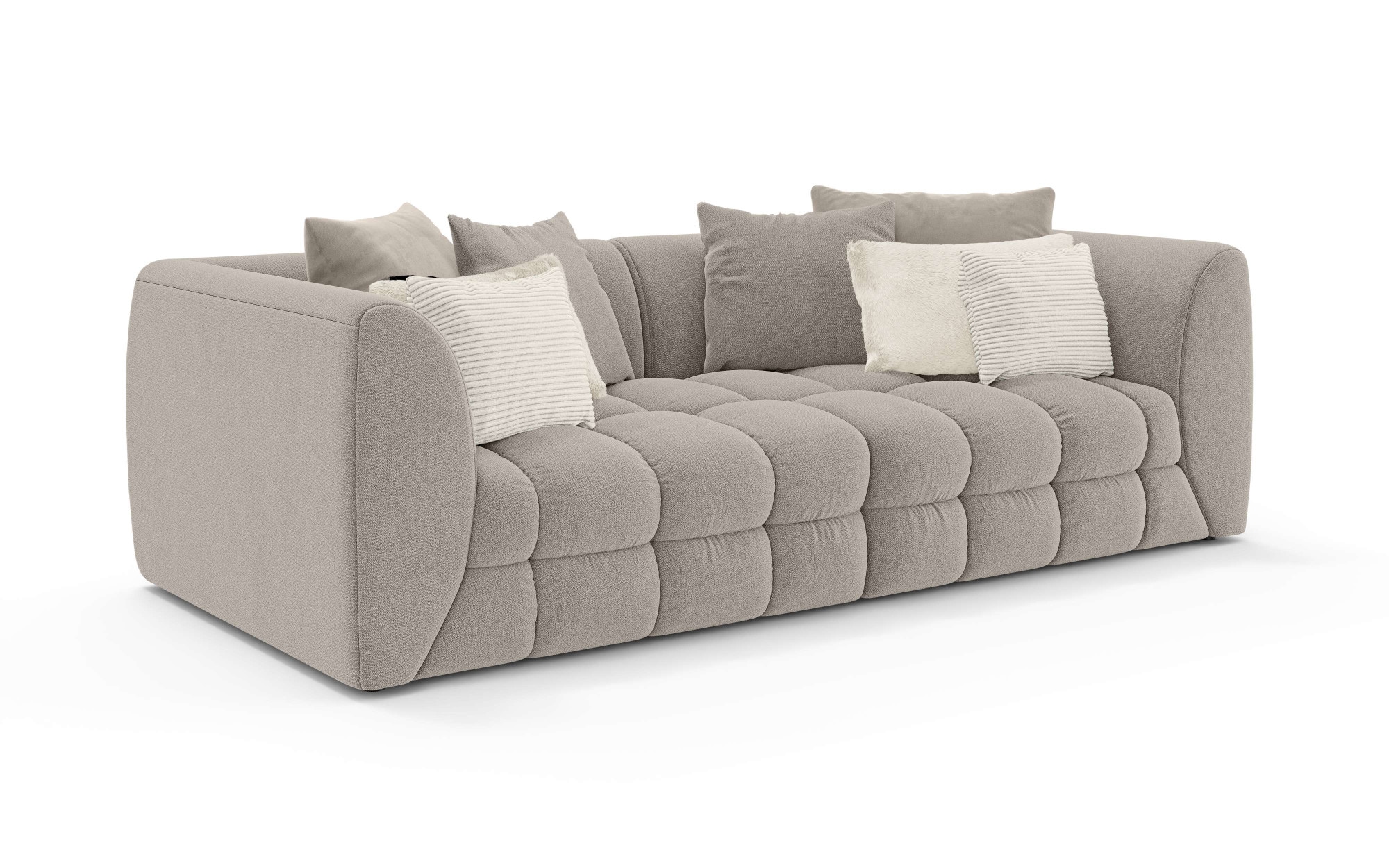 s.Oliver Big-Sofa »COBBO 3-Sitzer Design-Sofa Bubble-Optik, Maße B/T/H: 259/126/104 cm«, mit vielen Kissen, moderne Steppung und hoher Sitzkomfort