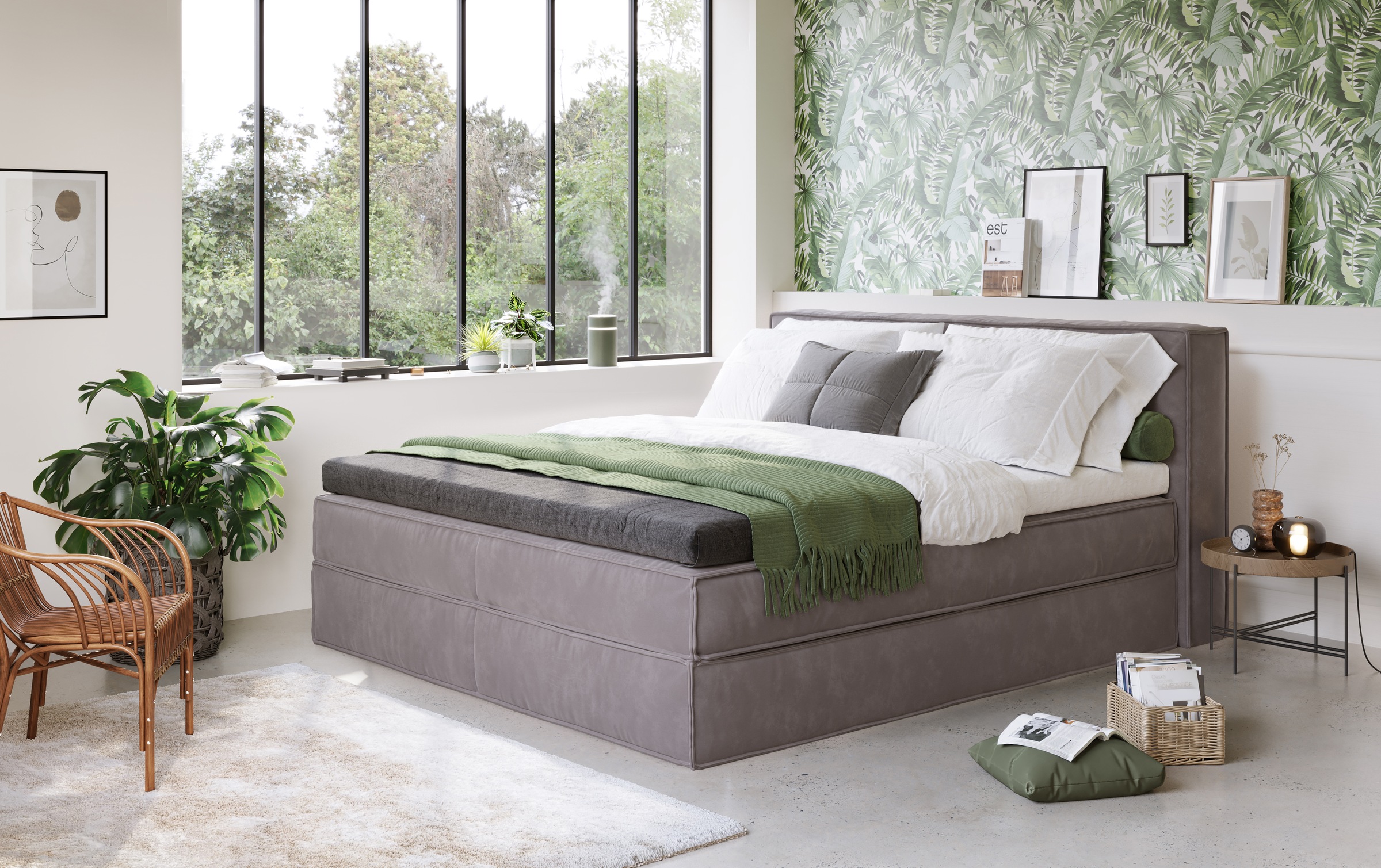 Home affaire Boxspringbett »Sacy«, Boxbett inkl. Topper, 2 Matratzen, Härtegrade H2, H3 und H4 wählbar