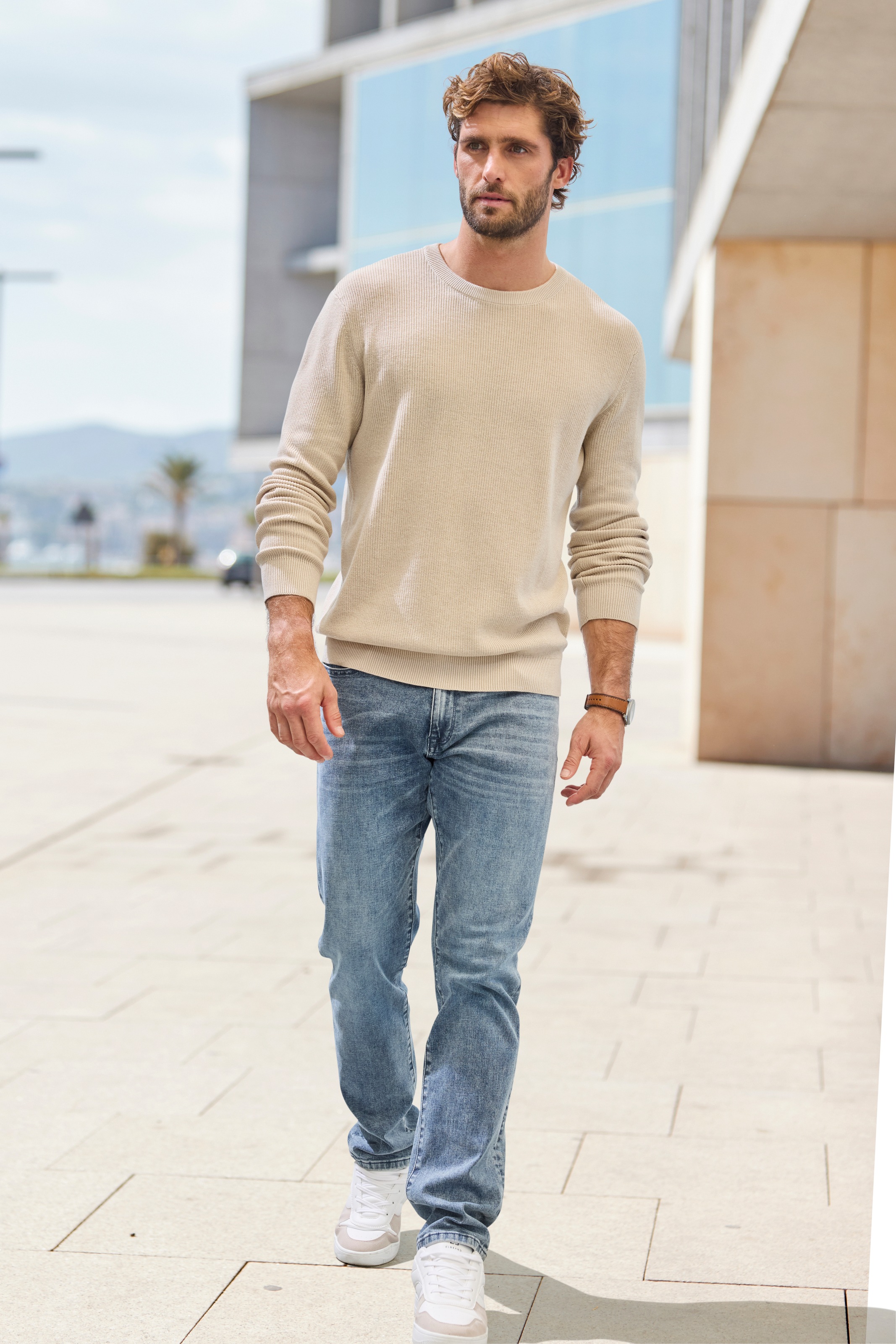 John Devin Knit Sweater Beige Size L 3