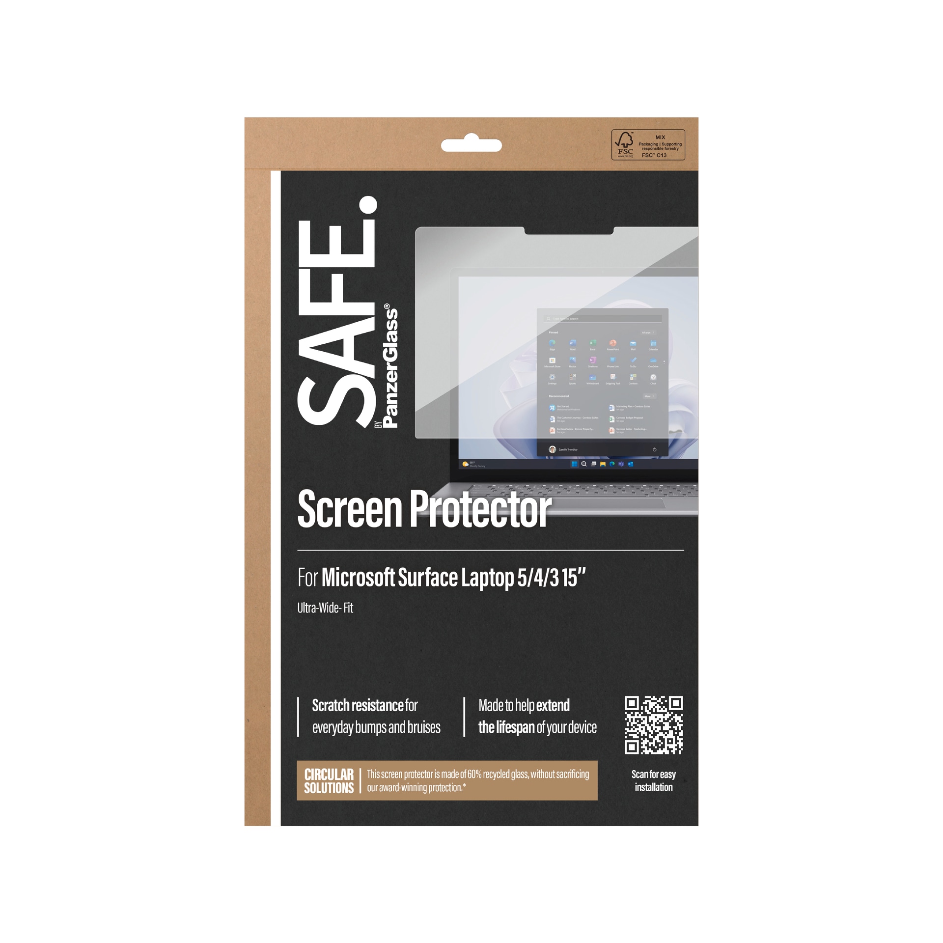 Displayschutzglas »Ultra-Wide Fit Screen Protector«, für Microsoft Surface Laptop 3 15-Microsoft Surface Laptop 4 15-Microsoft Surface Laptop 5 15, Displayschutzfolie, Schutzfolie, Bildschirmschutz, kratz- & stoßfest