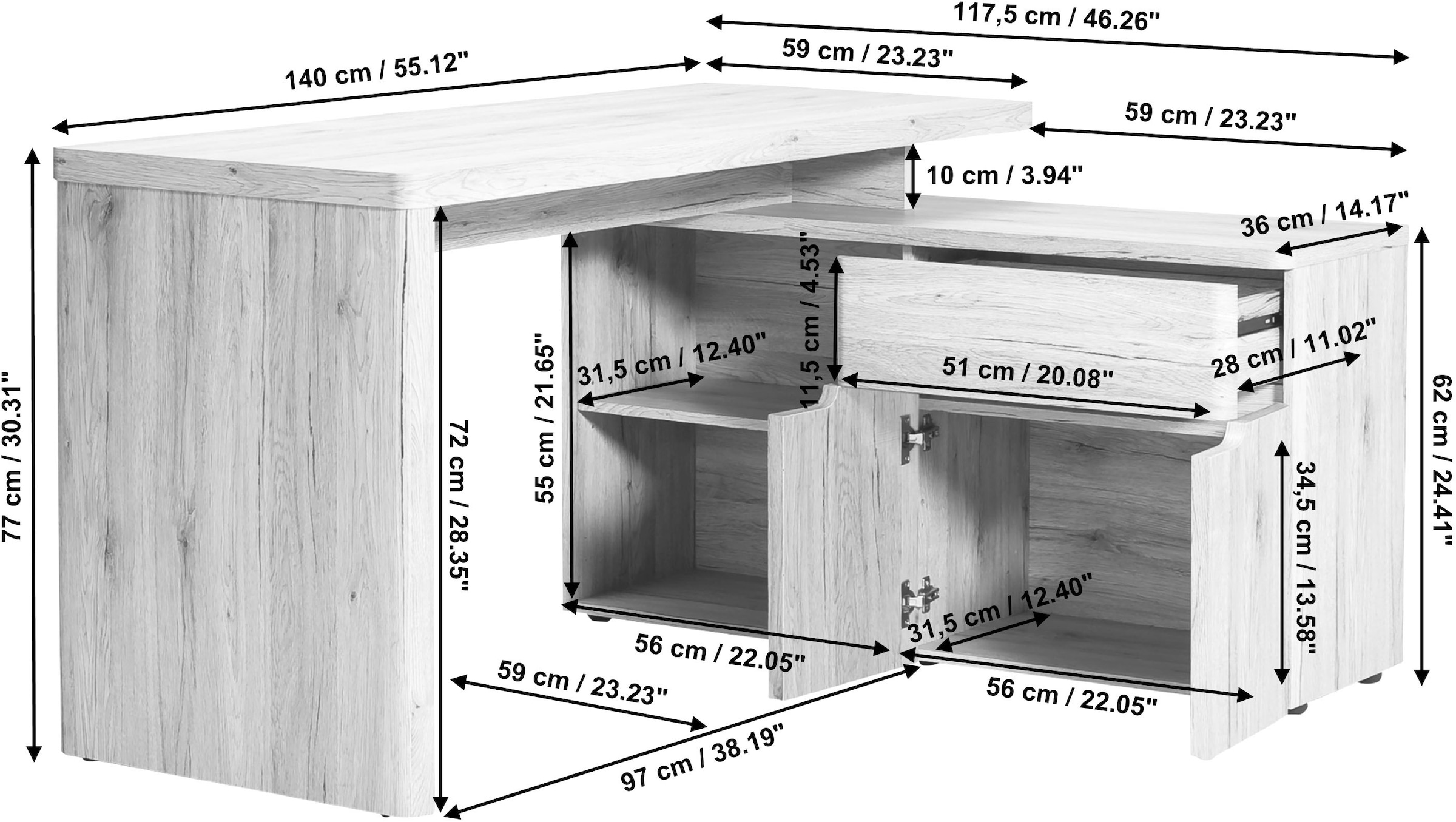 Jahnke Eckschreibtisch »CU-LIBRE 150 E« 1 Stk. tlg.