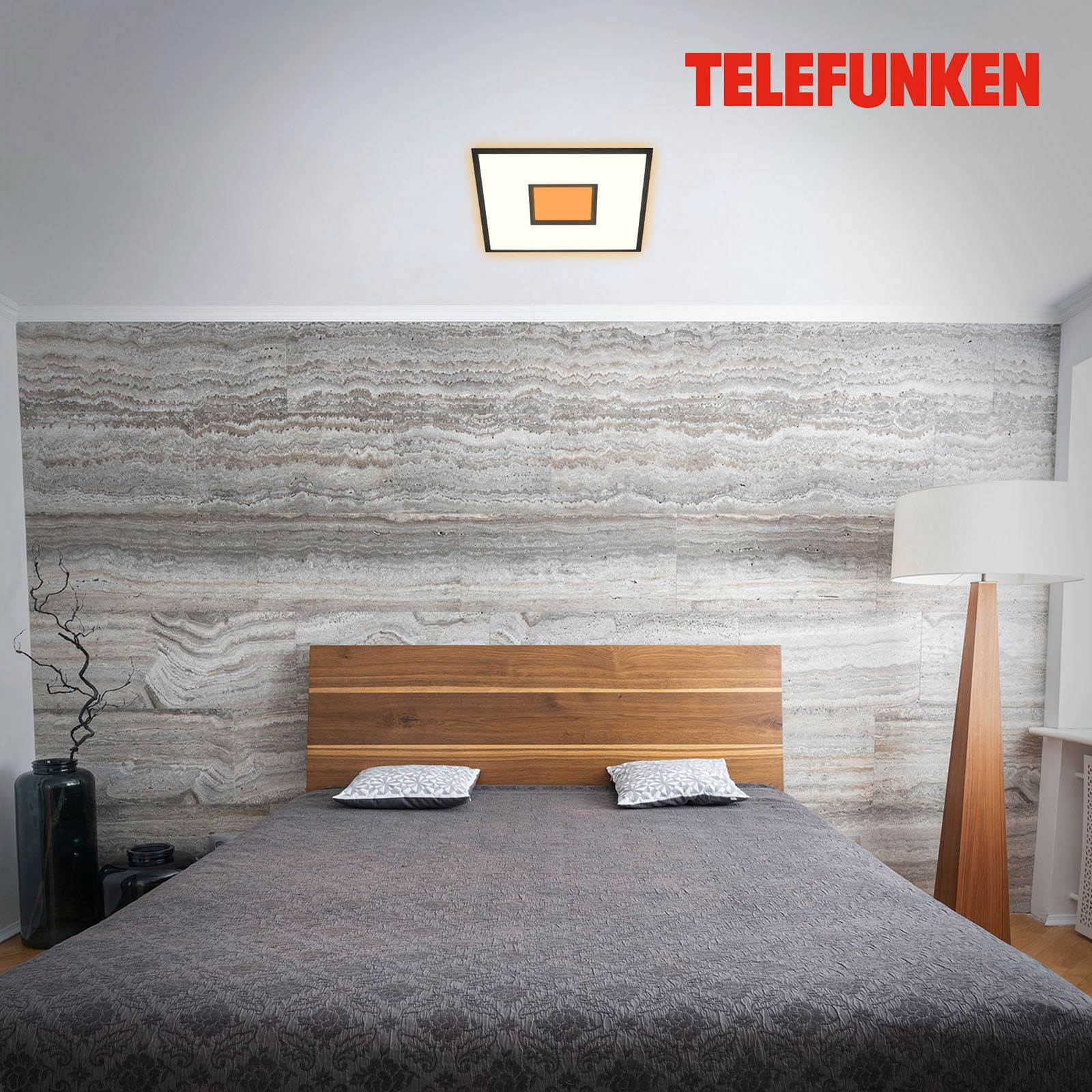 Telefunken LED Panel »319505TF CENTERBACK«, Leuchtmittel LED-Board | LED fest integriert, schwarz, RGB, CCT, dimmbar, Fernbedienung, Timer- und Memoryfunktion
