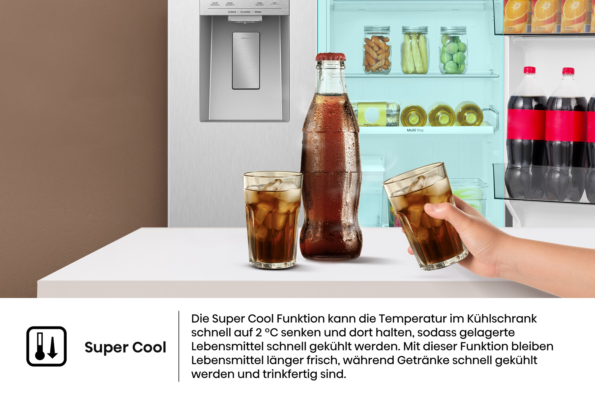 Hisense Side-by-Side »MS91528IC« 178,6 cm hoch 91,1 cm breit mit Wasser-/Eisspender, kein Festwasseranschluss dank Tank