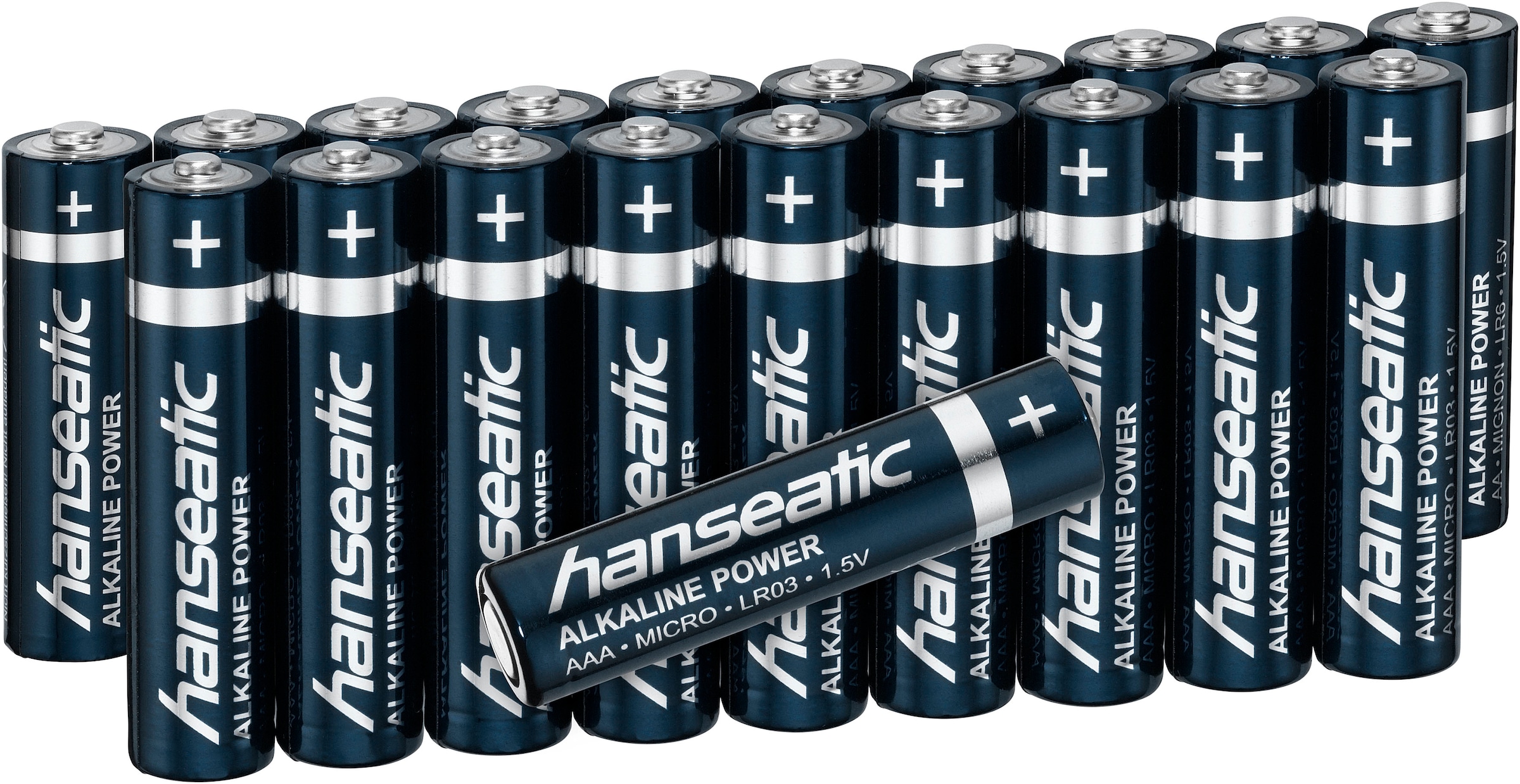 Hanseatic Batterie »10 St. AA + 10 St. AAA, Alkaline LR06 Mignon LR03 Micro«, 1,5 V, (Packung, 20 St.)