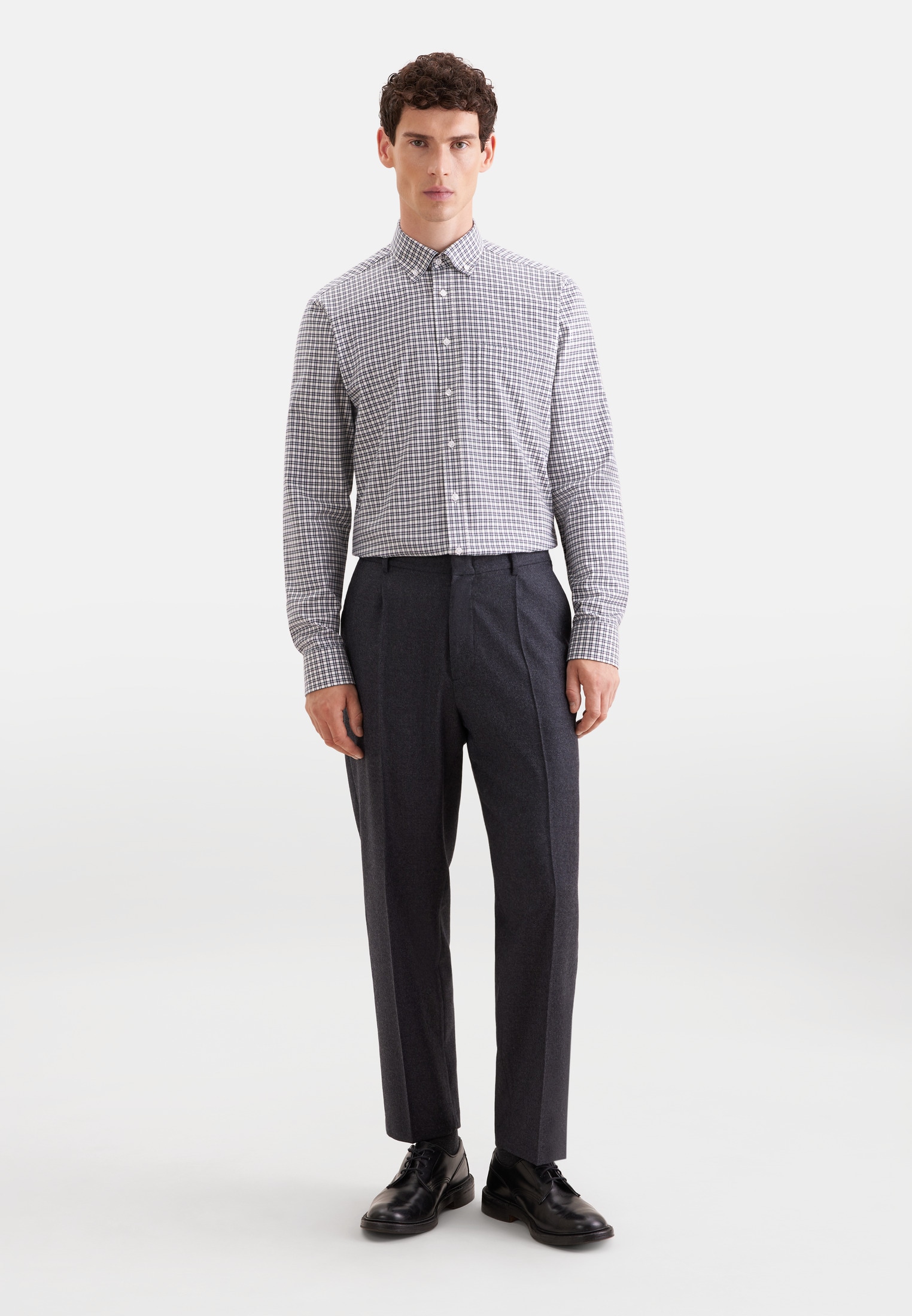 seidensticker Flanellhemd »Schwarze Rose« Comfort 1/1 Button-Down-Kragen Karo