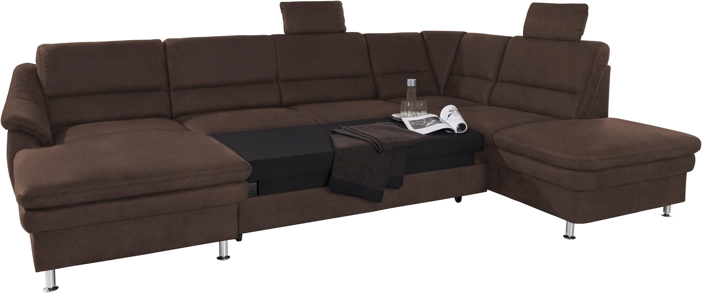 sit&more Wohnlandschaft »Cardoso U-Form«, mit Federkern und Kopfstützen, mit Bettfunktion und Relaxfunktion