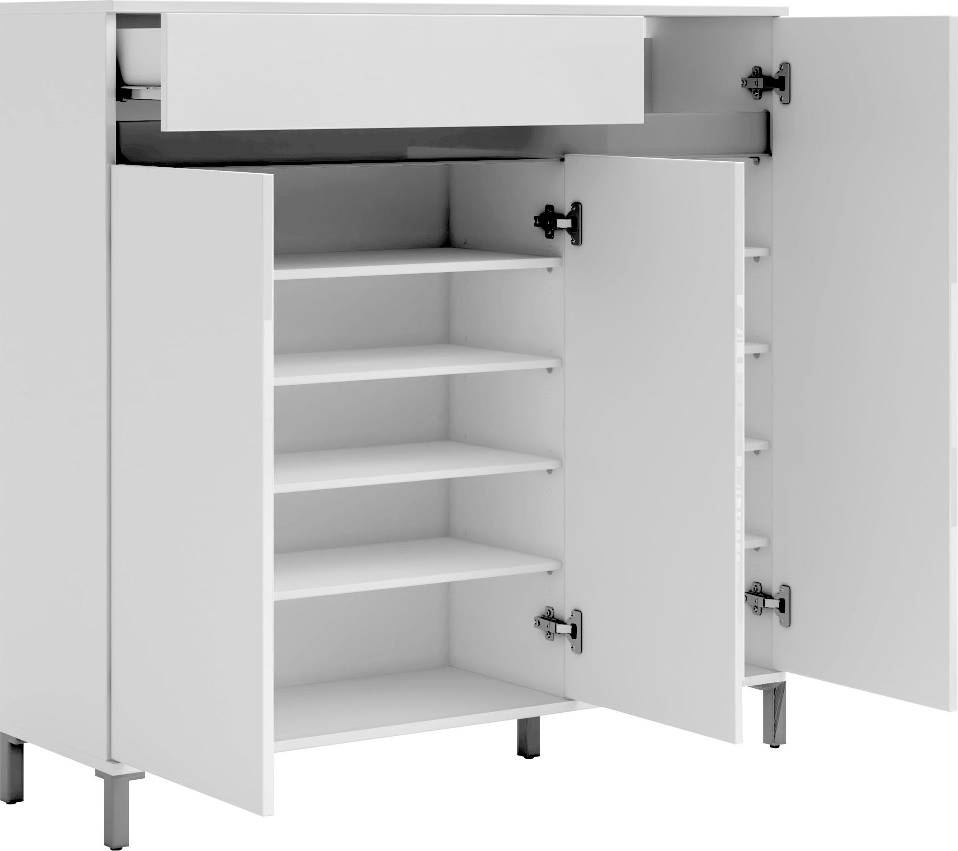 Thumbnail - INOSIGN Schuhschrank "MISTER,Kommode, Schrank, Mehrzweckschrank,Breite 120 cm, Made in Italy" Hochglanz lackiert, 3 Türe...