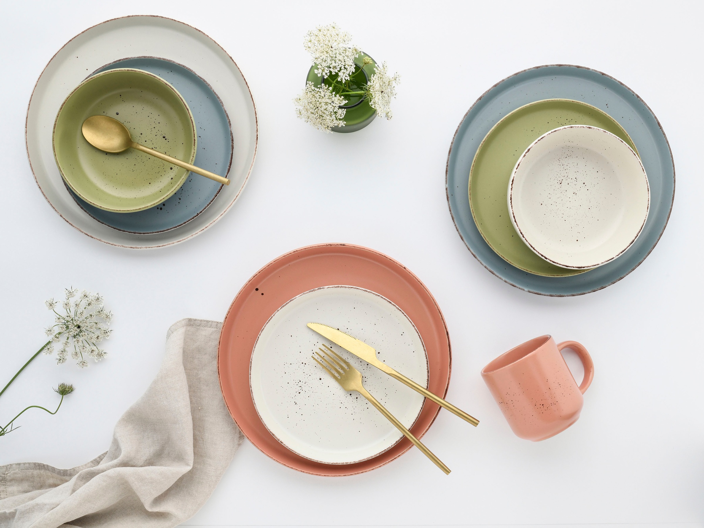 CreaTable Kombiservice »Geschirr-Set Nordic«, (Set, 16 tlg., Kaffeeservice und Tafelservice im Set, für 4 Personen), Service, skandinavischer Life Style, 16 Teile, für 4 Personen