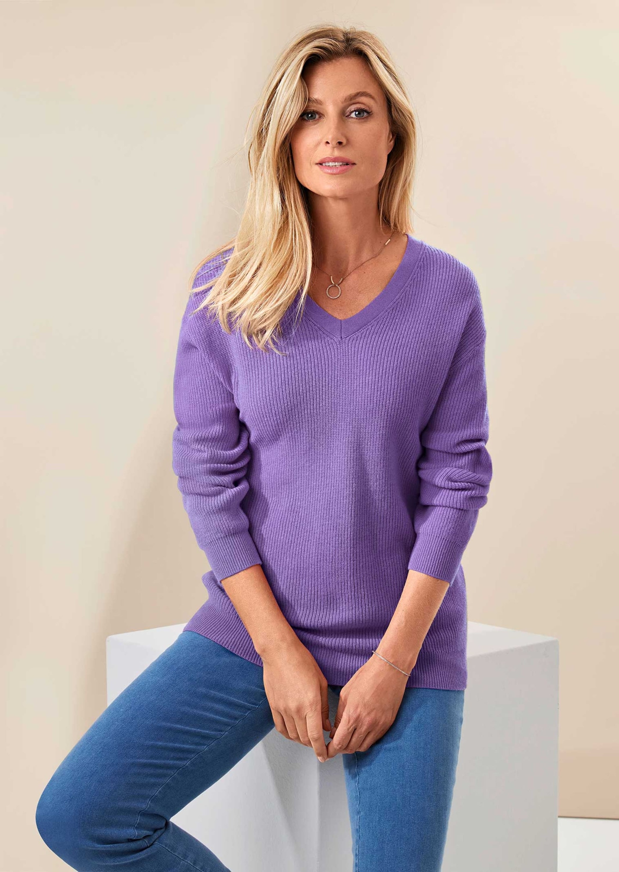 Thumbnail - GOLDNER Strickpullover "Kurzgröße Kaschmirpullover in Patentstrick mit Rundhals"