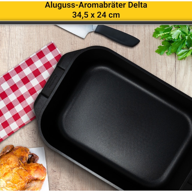 Krüger Bräter »Delta«, Aluminiumguss, (1 tlg.), Glasdeckel mit Aromaknopf,  Induktion kaufen | BAUR