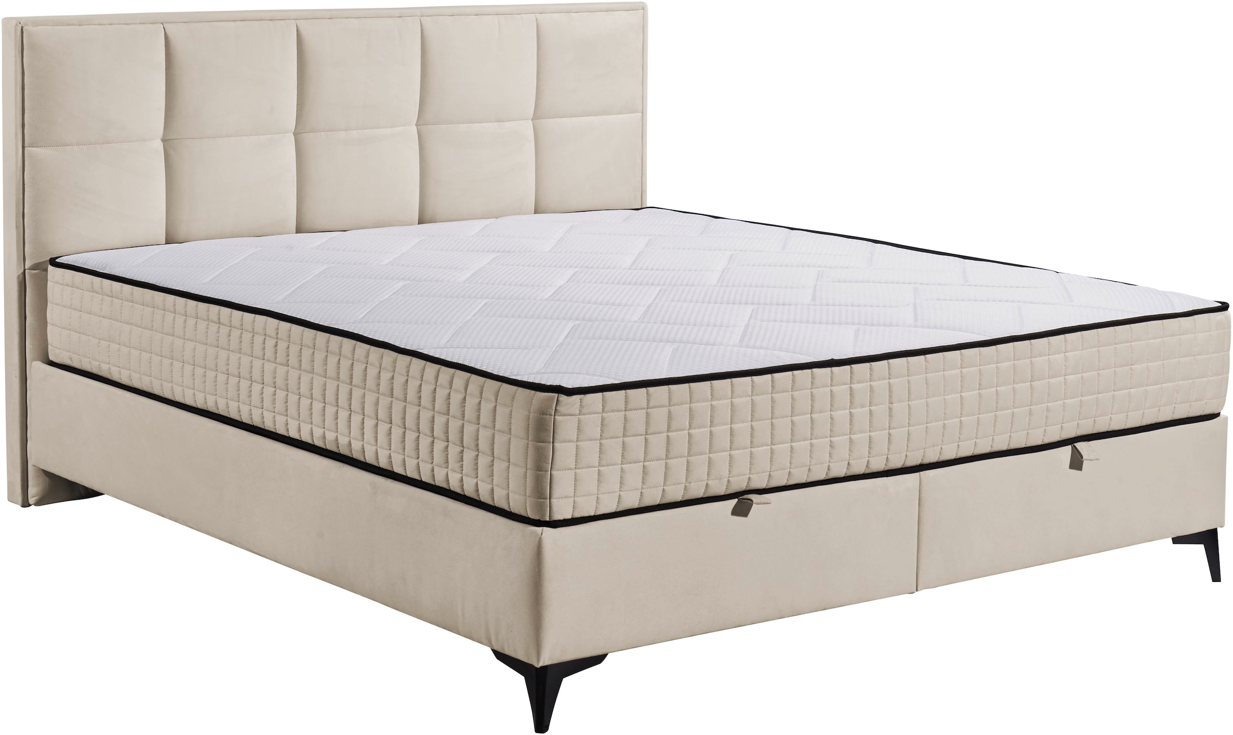 ED EXCITING DESIGN Boxbett »Monroe inkl. Bettkasten, erhältlich in den Breiten 160cm & 180cm«, Duo-Matratze - feste Seite mit Kokosmatte