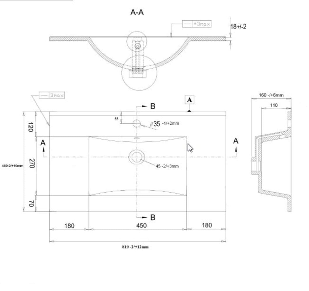 welltime Waschtisch »Trento Light, 60cm, 80cm, 100cm, Keramik-Auflagebecken«, 1 feste Blende und 1 Auszug