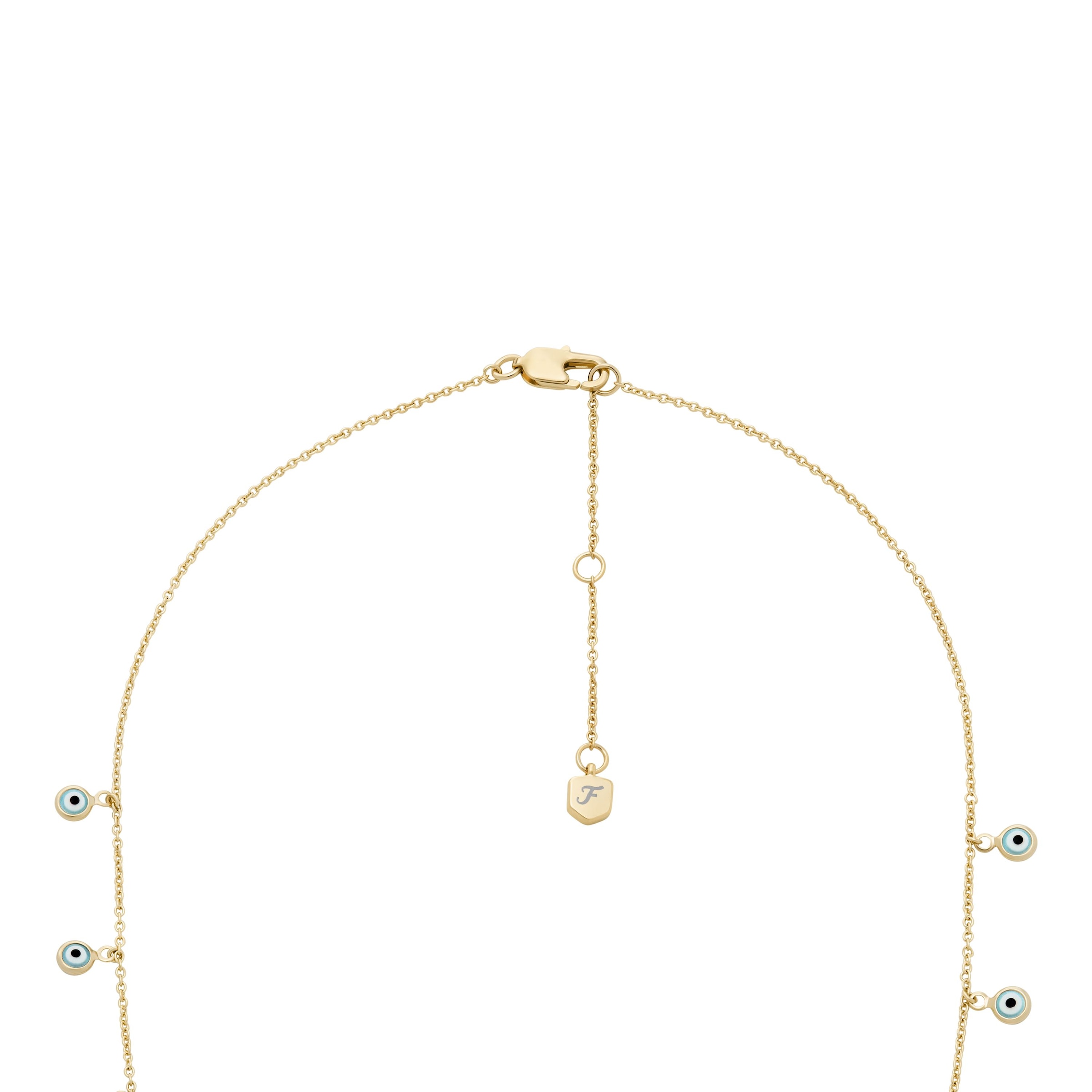 Fossil Kette mit Anhänger »Schmuck SUTTON Evil Eye Böser Blick magisches Auge, JA7283710«, mit Glasstein