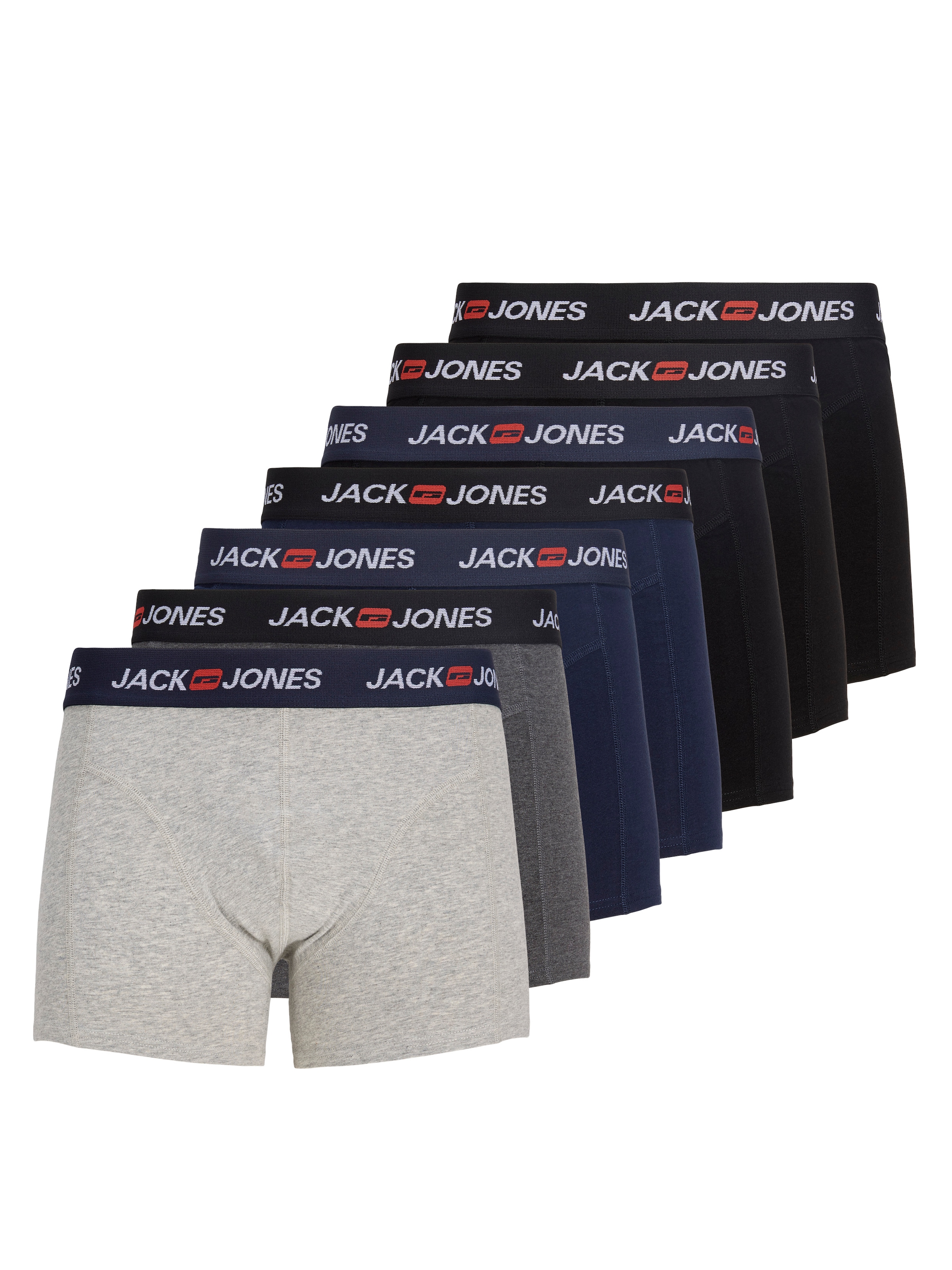 JACK & JONES Herren Trunk "JACCORP OLD LOGO TRUNKS 7 PACK", Gr. L, bunt, Jersey, Obermaterial: 95% Baumwolle, 5% Elasthan, unifarben mit Farbeinsatz,