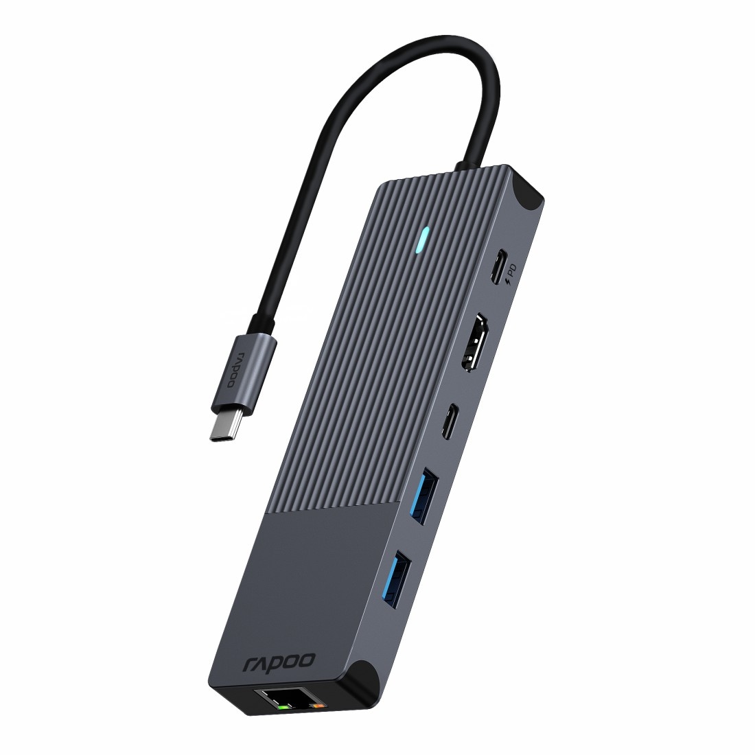 Rapoo USB-Adapter »UCM-2002 USB-C Multiport Adapter, 6in1, Grau«, USB-C zu HDMI-RJ-45 (Ethernet)-USB 3.0 Typ A, 18 cm