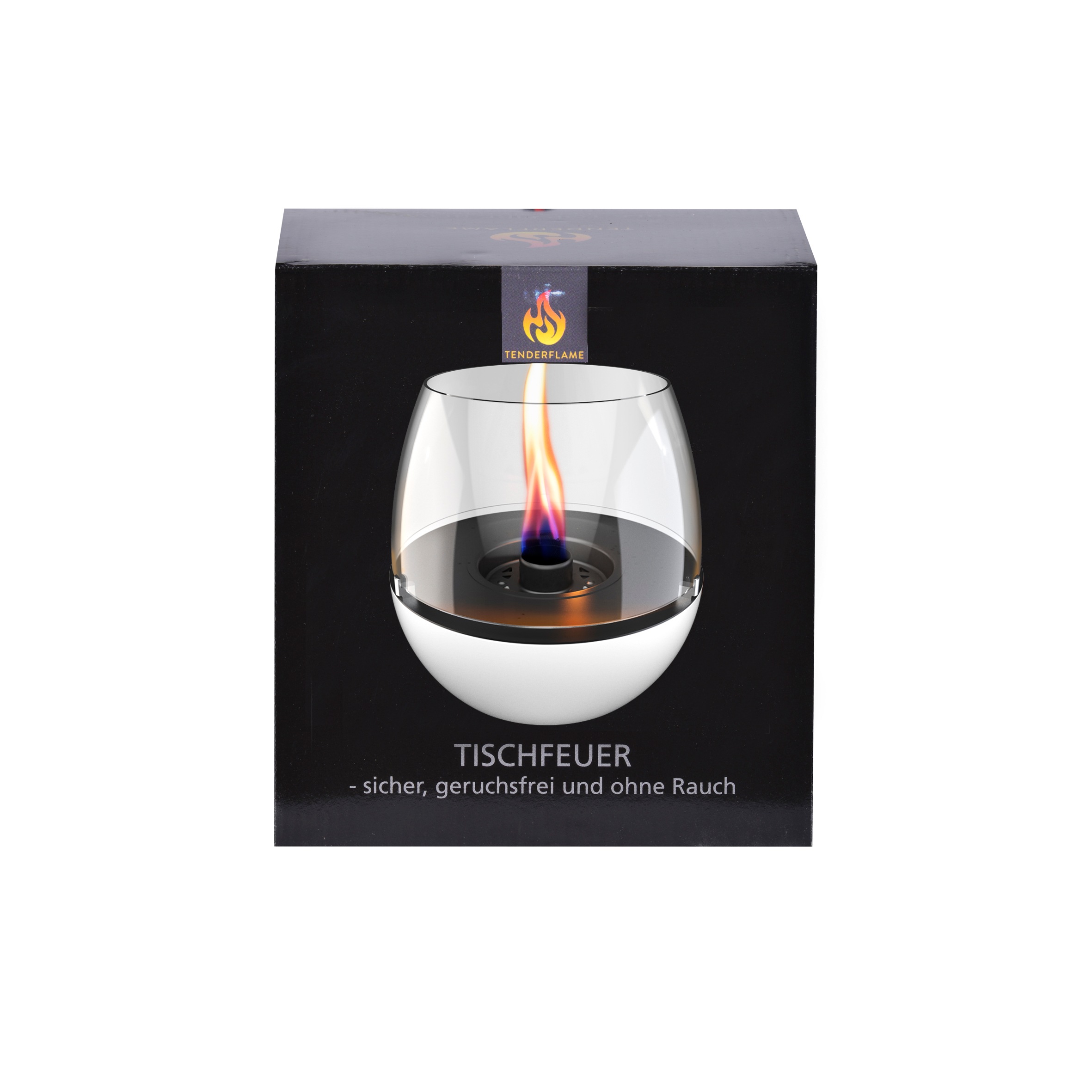 TENDERFLAME Tischfeuer "Tulpe", weiß, B/H/T: 18cm x 17,5cm, Dekokamine, 3-fach Docht, Porzellansockel und Glasring 3