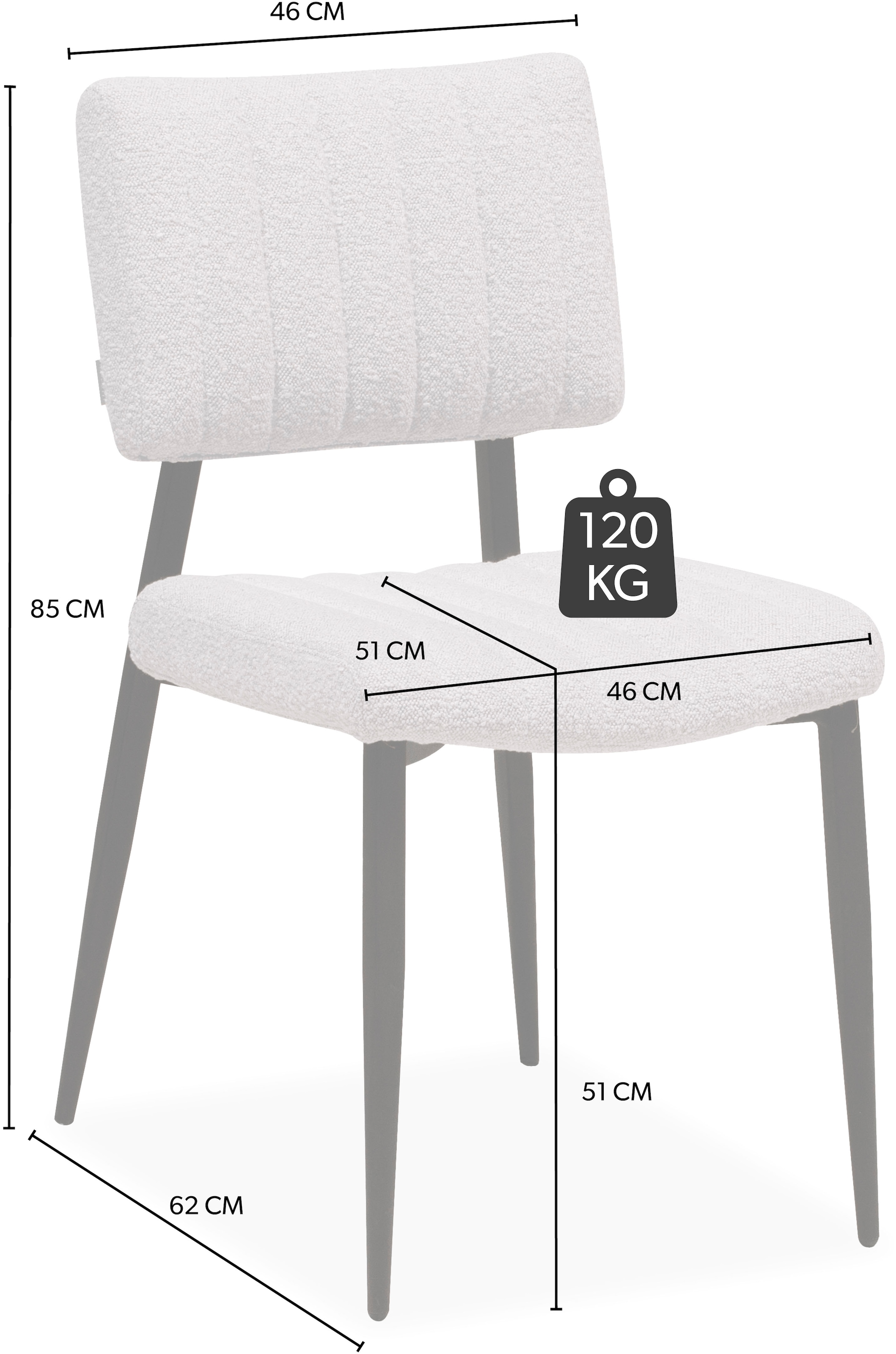 OMG Design Esszimmerstuhl »Dirk«, (Set), 2 St., Stoff, moderner Boucle Bezug, bequem gepolstert