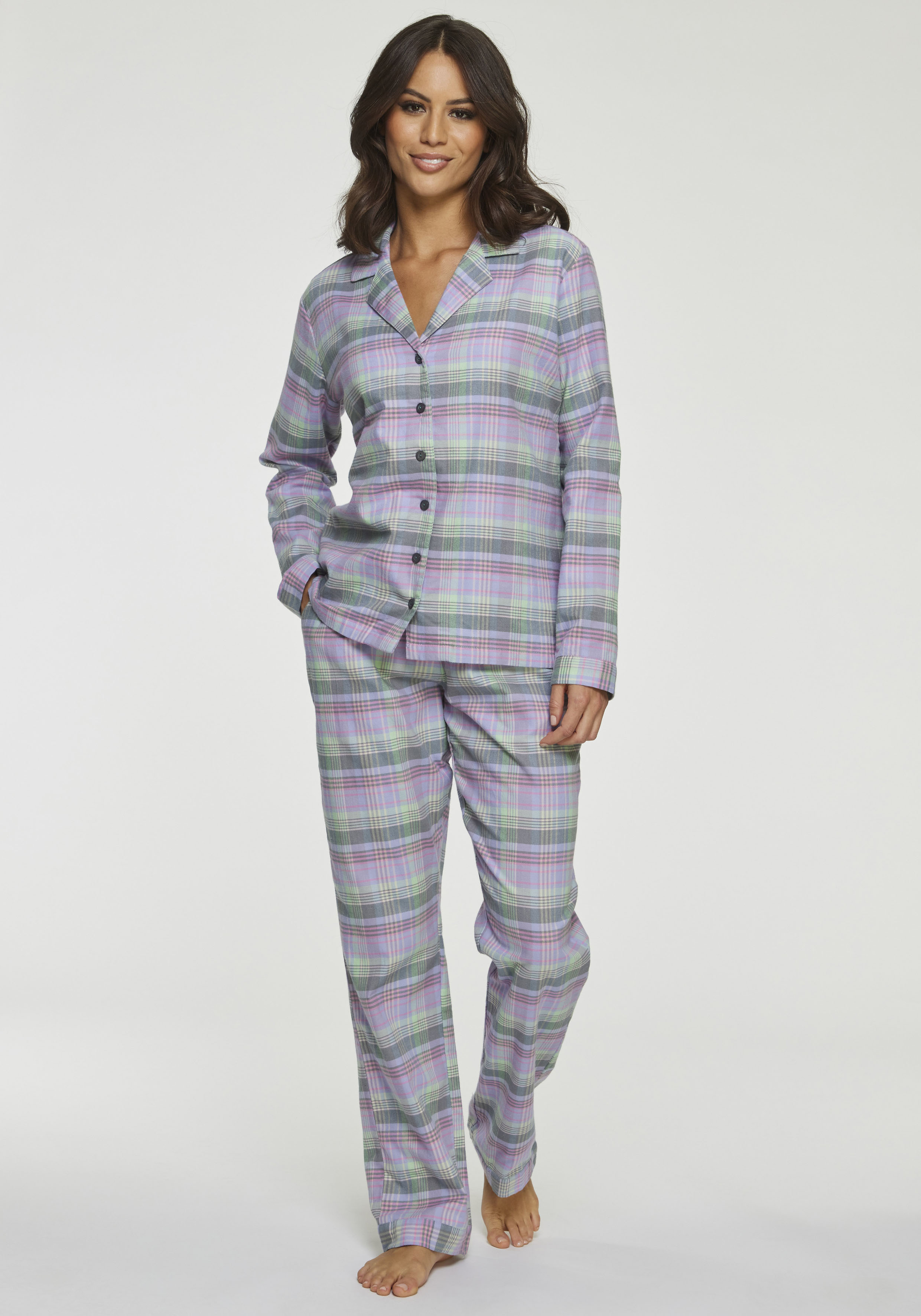 Vivance Dreams by Lascana Pyjama Set, 2 tlg. aus kuschelig weichem Flanell