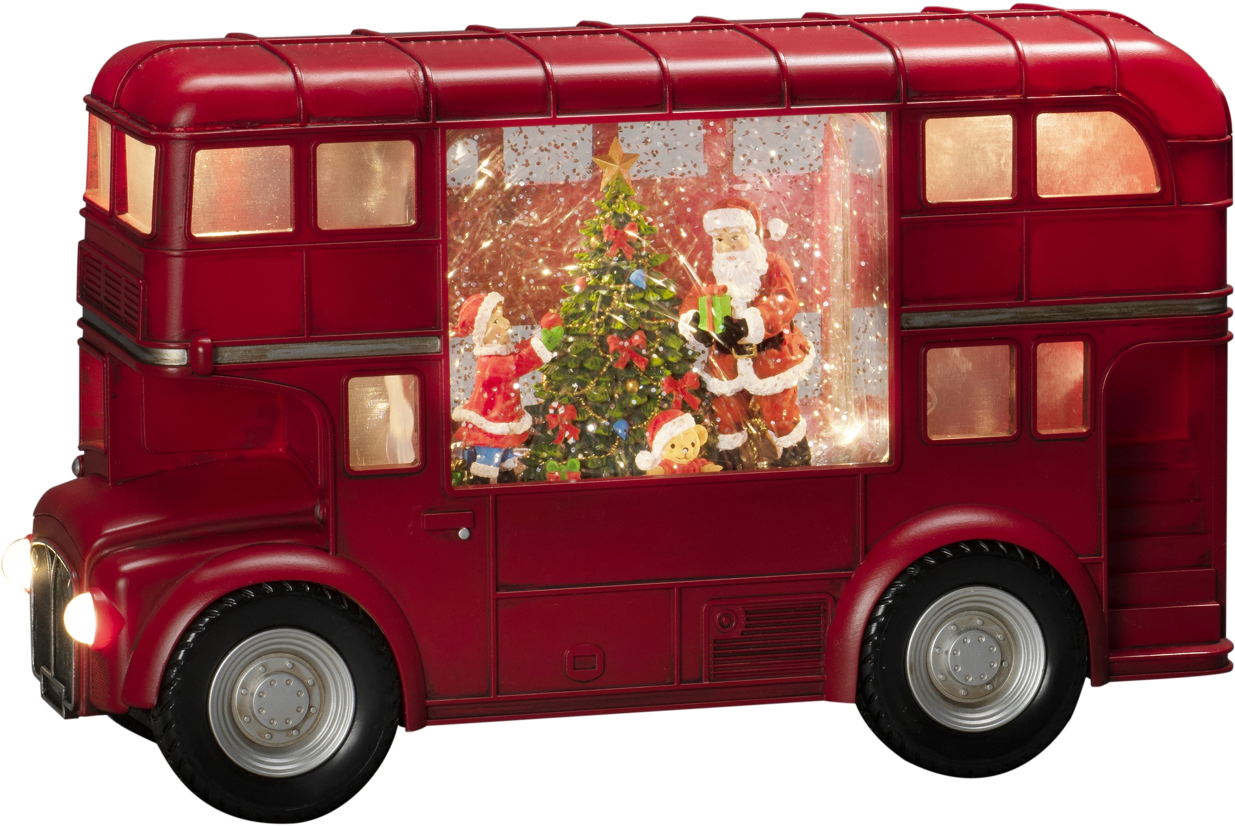 KONSTSMIDE LED Laterne »Weihnachtsdeko rot«, 5 flammig, Leuchtmittel LED-Modul | LED fest integriert, LED Wasserlaterne, rot, "Bus mit Weihnachtsmann"