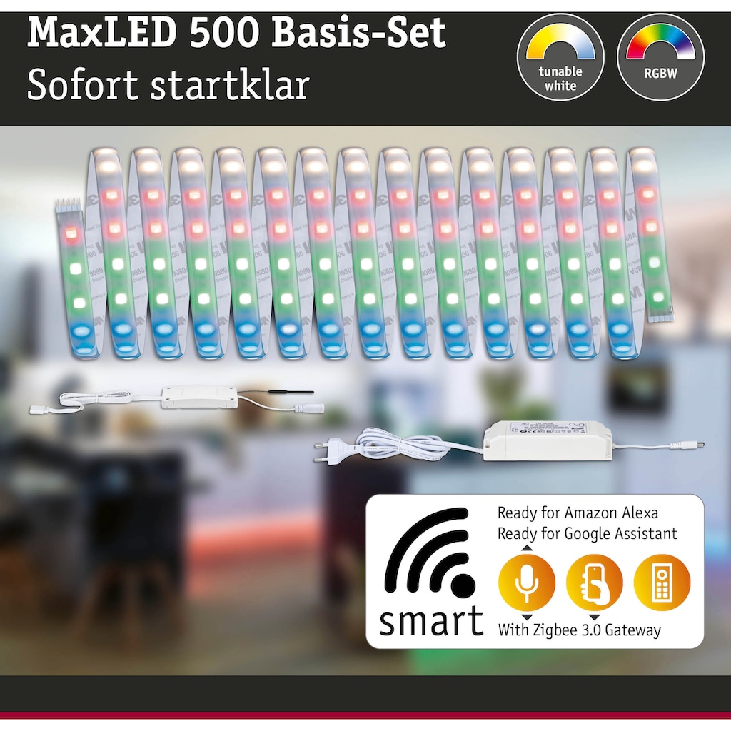 Paulmann LED-Streifen »MaxLED 500 RGBW Smart Home Zigbee 5m IP44 33W 2000lm beschichtet«, 1 St.-flammig