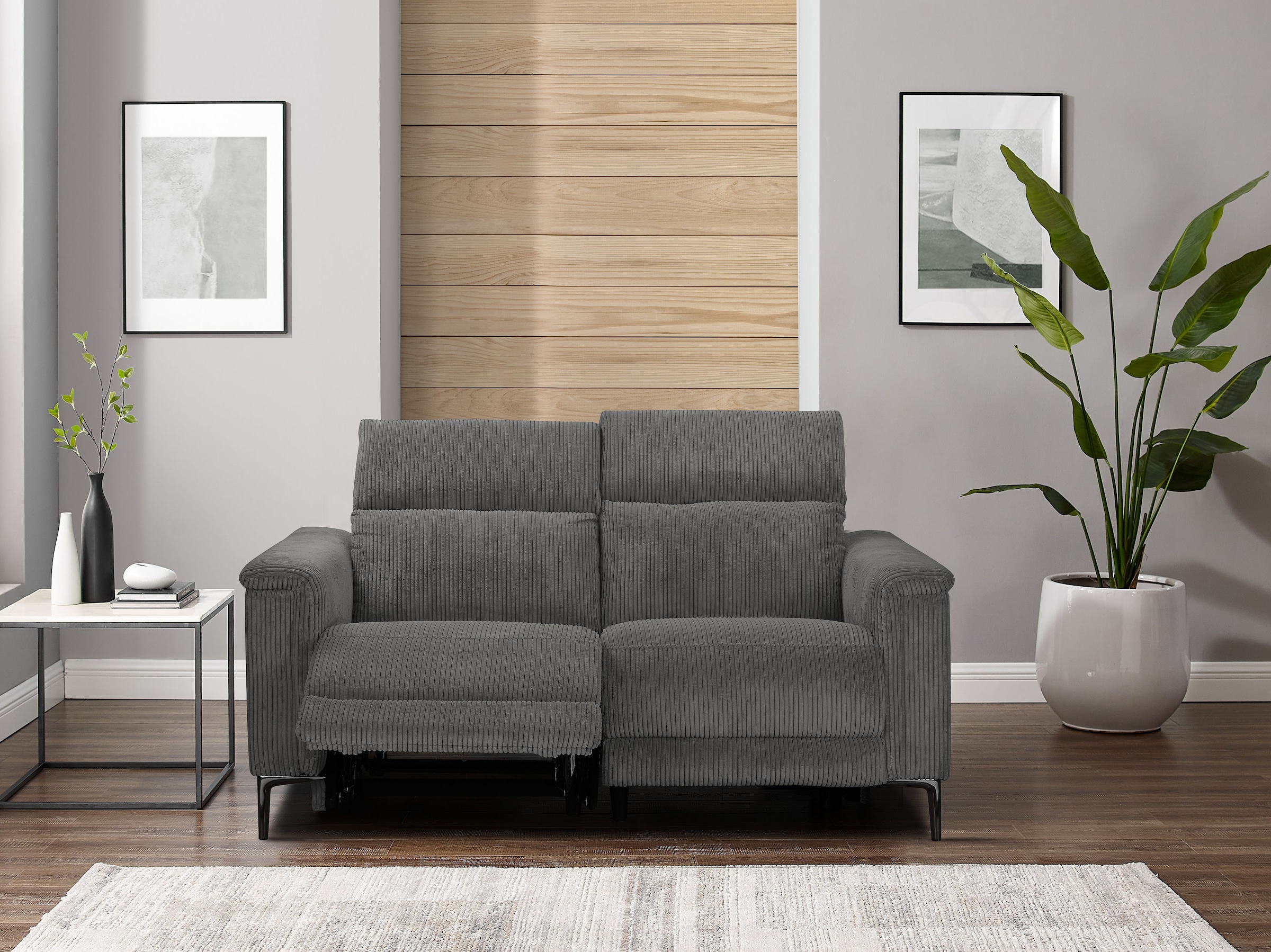 OTTO home 2-Sitzer »LUND Cord, 160 cm, manuelle o. elektrische Relaxfunktion« USB-C bei elektrischer Ausführung, mit Kopfteilverstellung