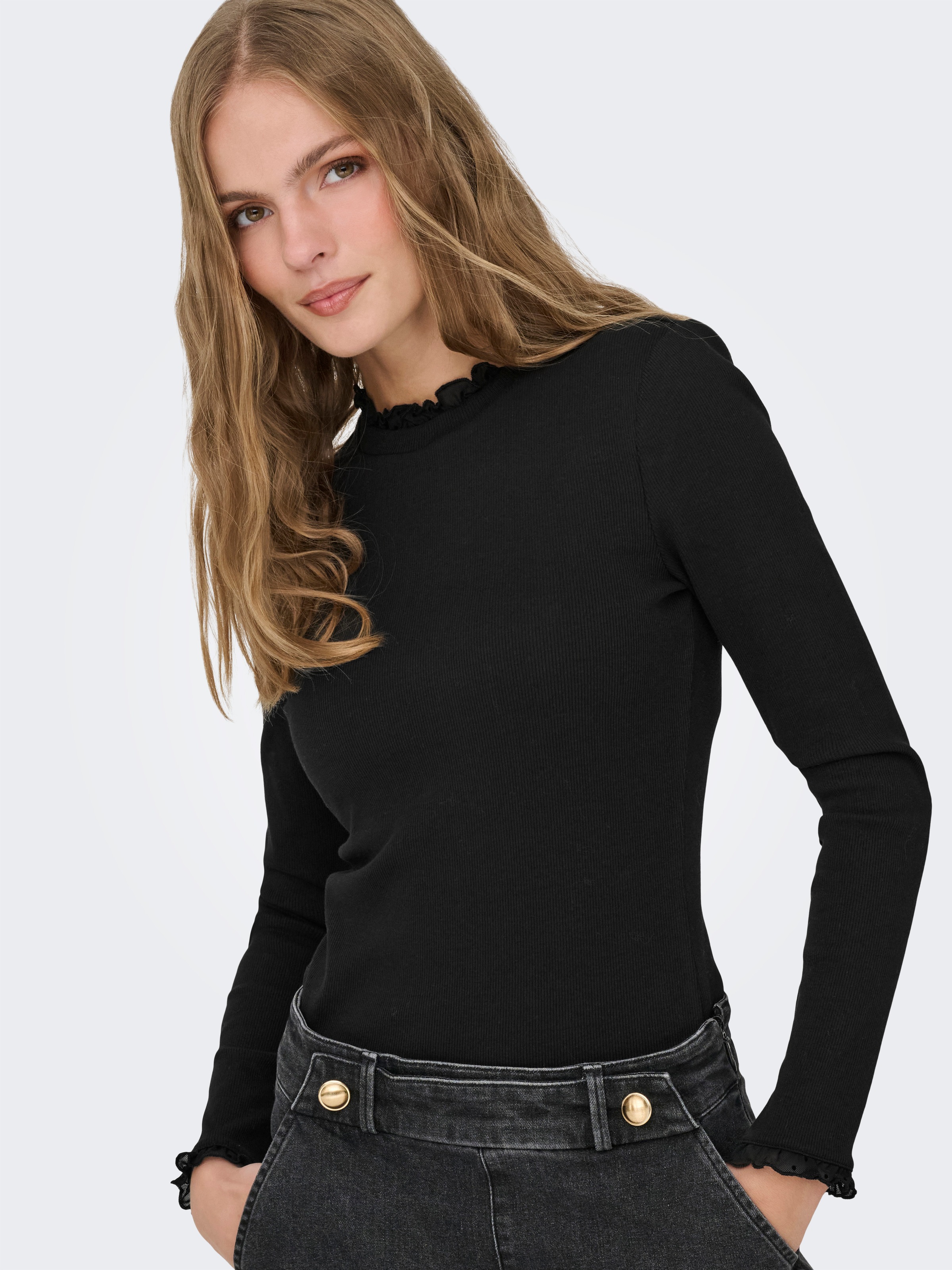 Thumbnail - ONLY Langarmshirt "ONLLESLIE L/S LACE MIX TOP JRS"