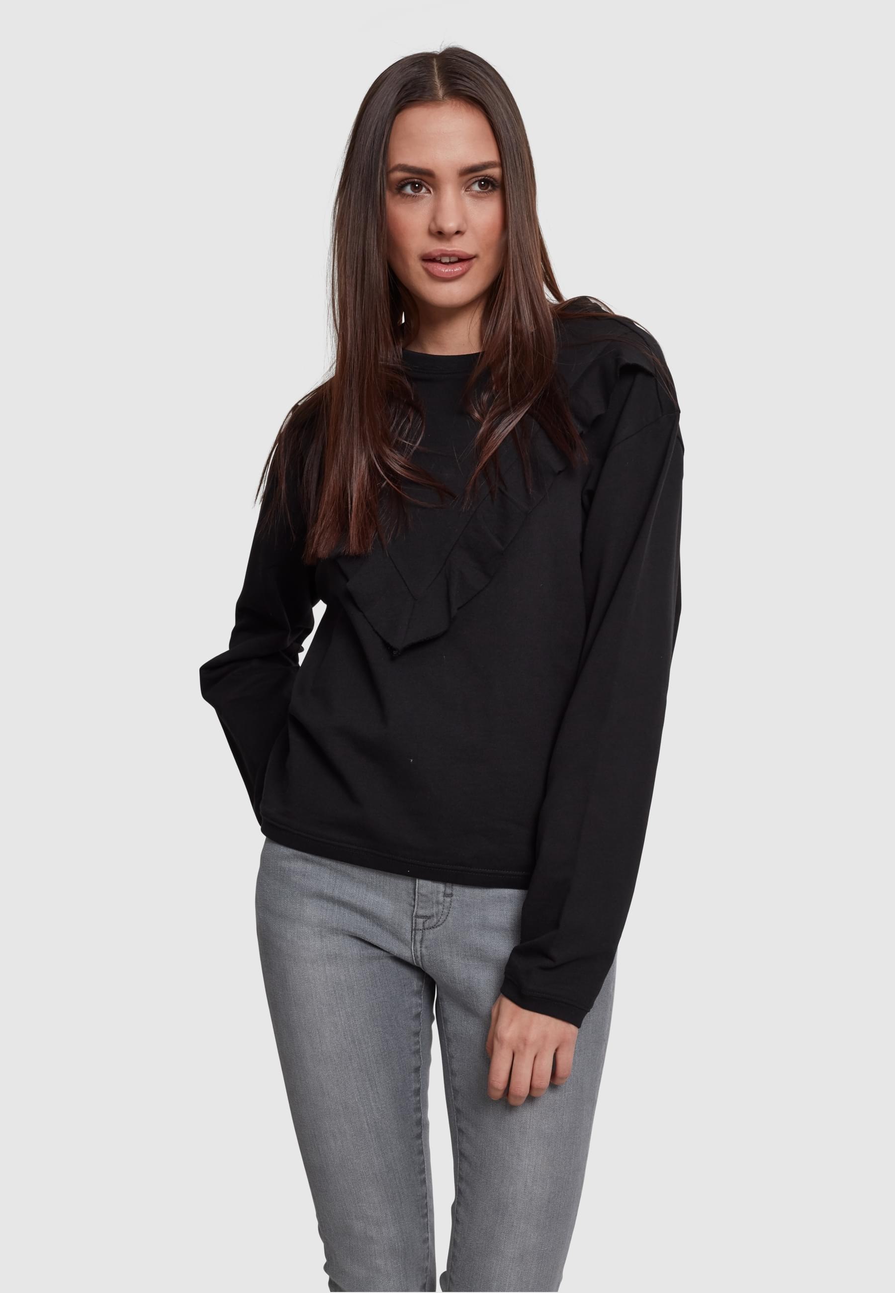 URBAN CLASSICS Sweatshirt »Urban Classics Damen Ladies Terry Volant Crew«, (1 tlg.)