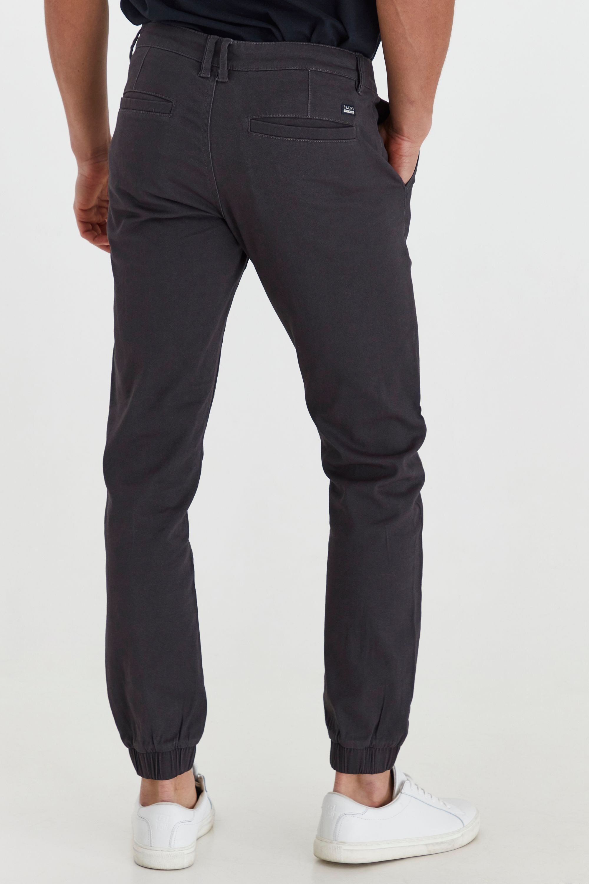 Chinohose BLEND "BHPellini", Herren, Gr. 32, Länge 32, ebony grau, Web, 98% Baumwolle, 2% Elasthan, unifarben, slim fit lang, Hosen Chinohose, Stoffhose mit normalem Bund und schmalem Beinen - Slim Fit 6