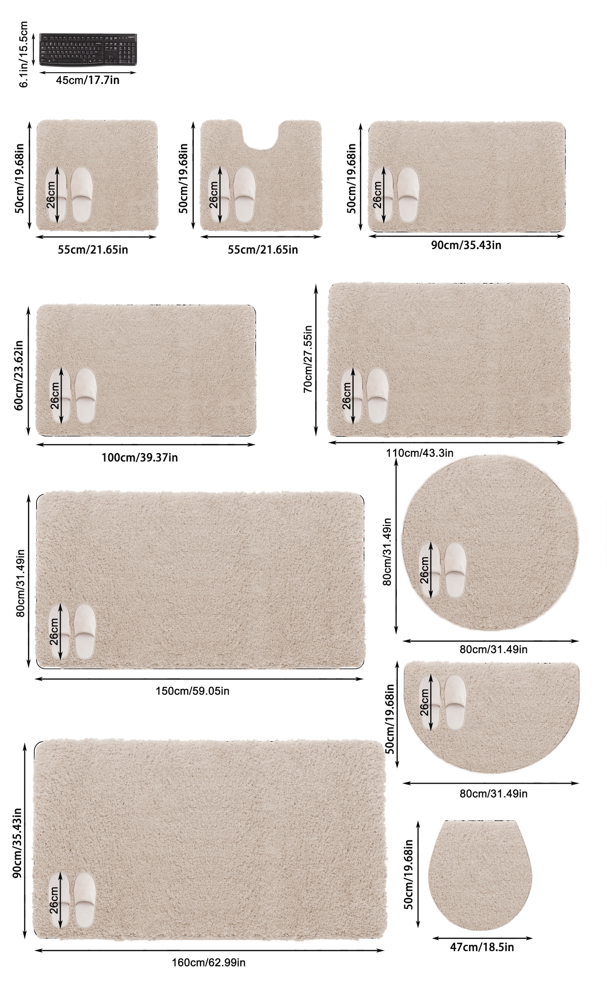 my home Badematte »Sanremo«, rutschhemmend beschichtet, fußbodenheizungsgeeignet-schnell trocknend, Badteppich, unifarben, rechteckig, rund & als 3-tlg. Set erhältlich