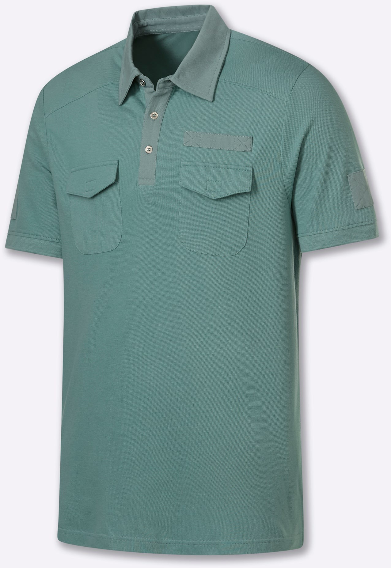 Kurzarmshirt MARCO DONATI "Kurzarm-Poloshirt", Herren, Gr. 48/50, jade, 100% Baumwolle, unifarben, Shirts 3