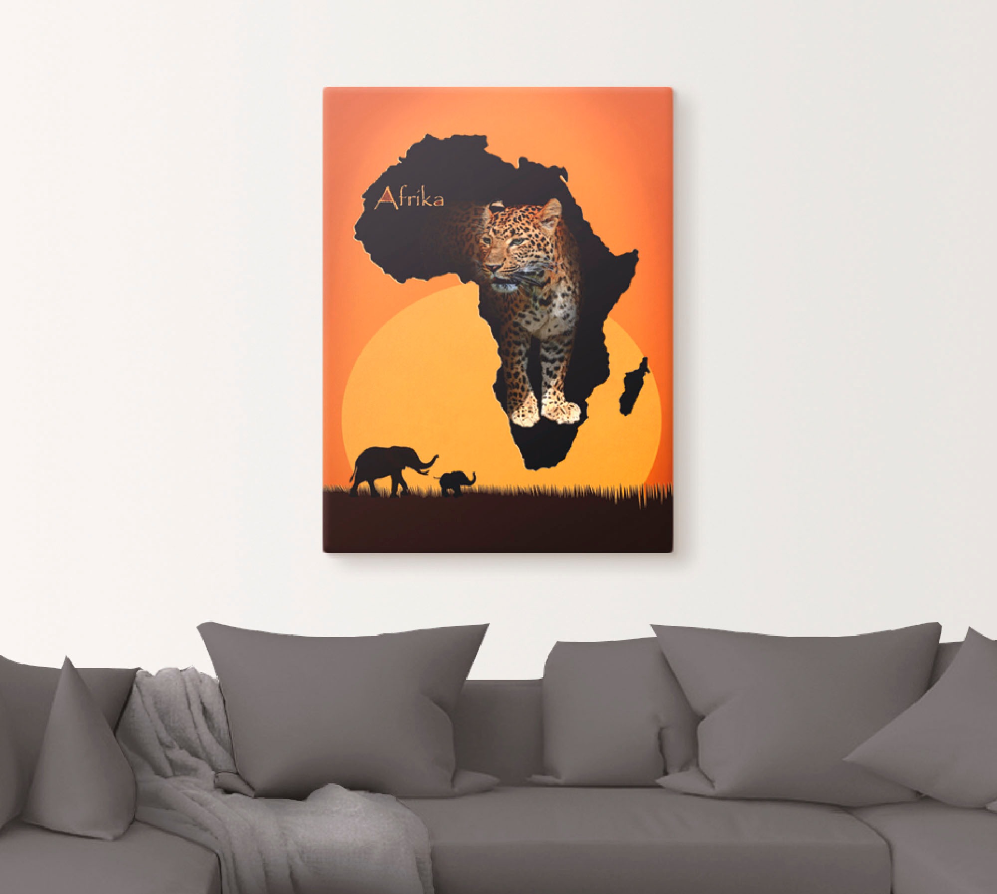 Artland Wandbild »Afrika der schwarze Kontinent«, Wildtiere, (1 St.), als Leinwandbild, Poster, Wandaufkleber in verschied. Größen